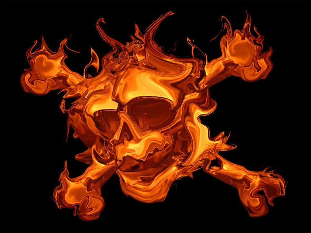 Eerie Beauty Of A Fire Skull In Darkness