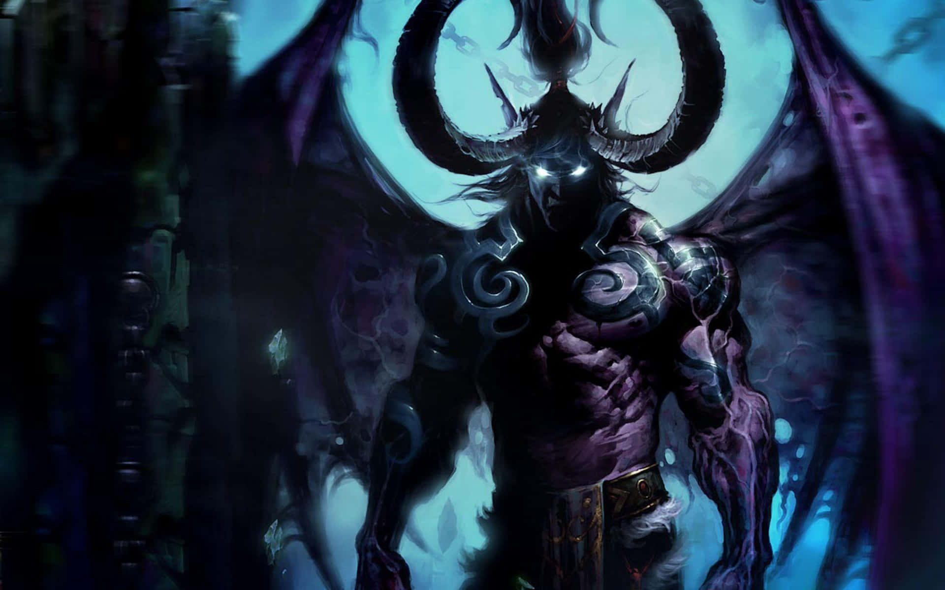 Eerie Dark Demon Illuminating The Night Background