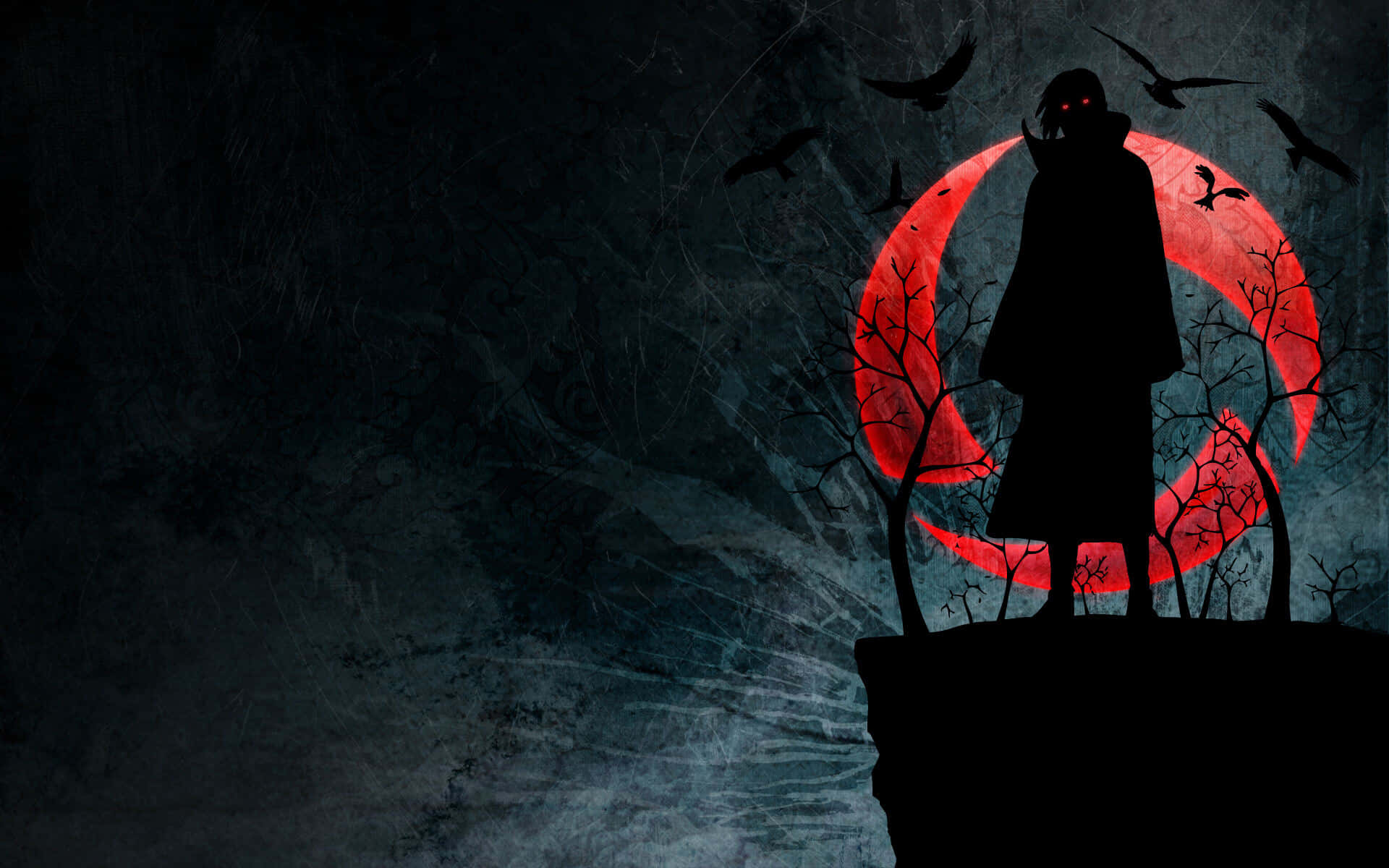 Eerie_ Figure_ Under_ Blood_ Moon Background