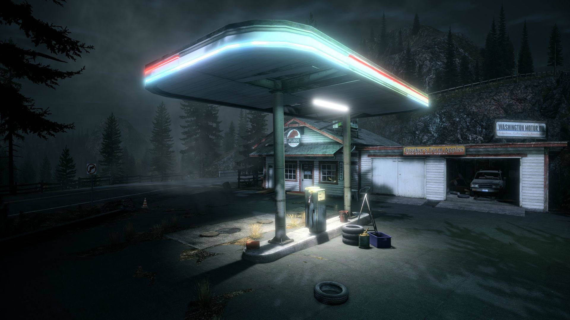 Eerie Game Gas Station Background