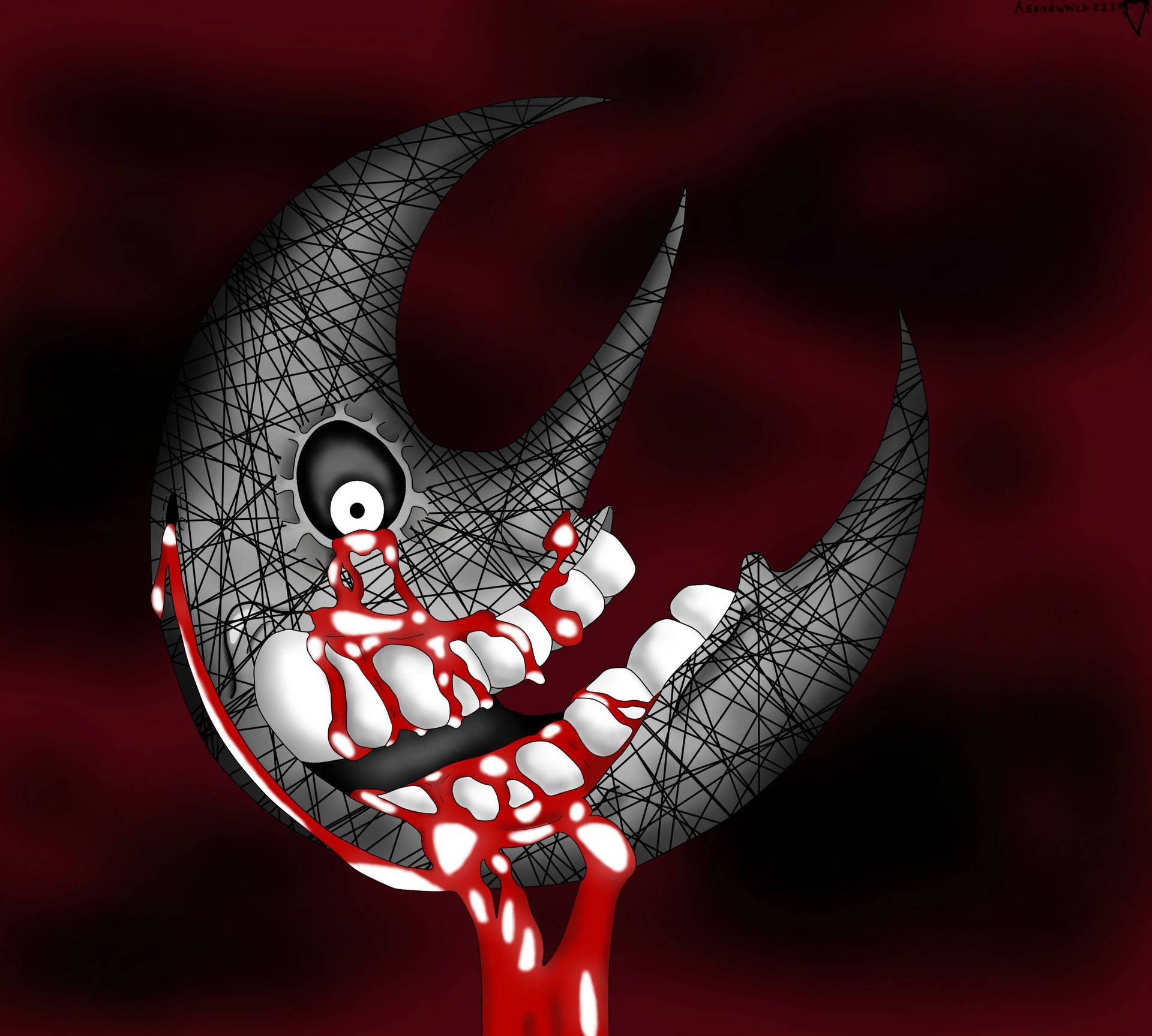 Eerie Red Soul Eater Moon Illuminating The Night Sky Background