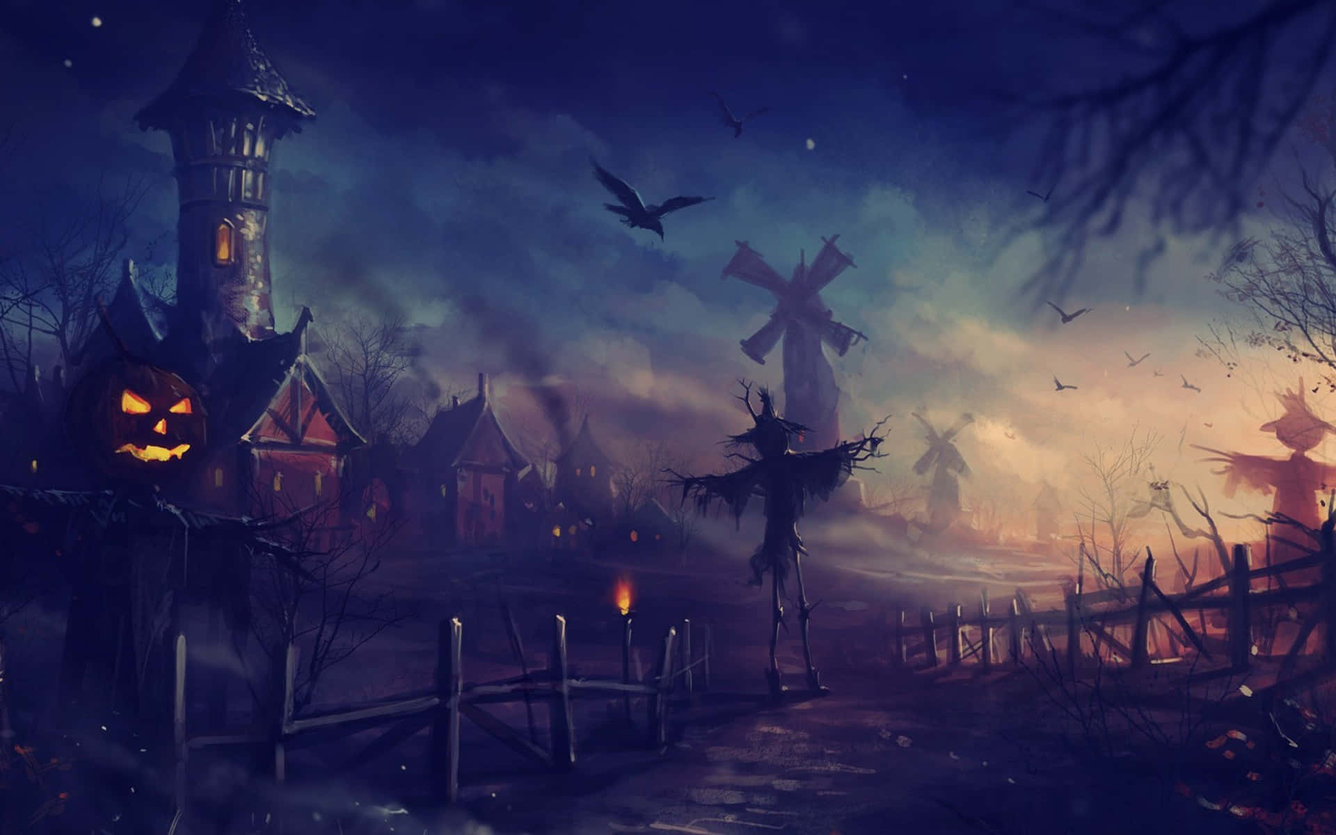 Eerie Town Halloween Macbook Background