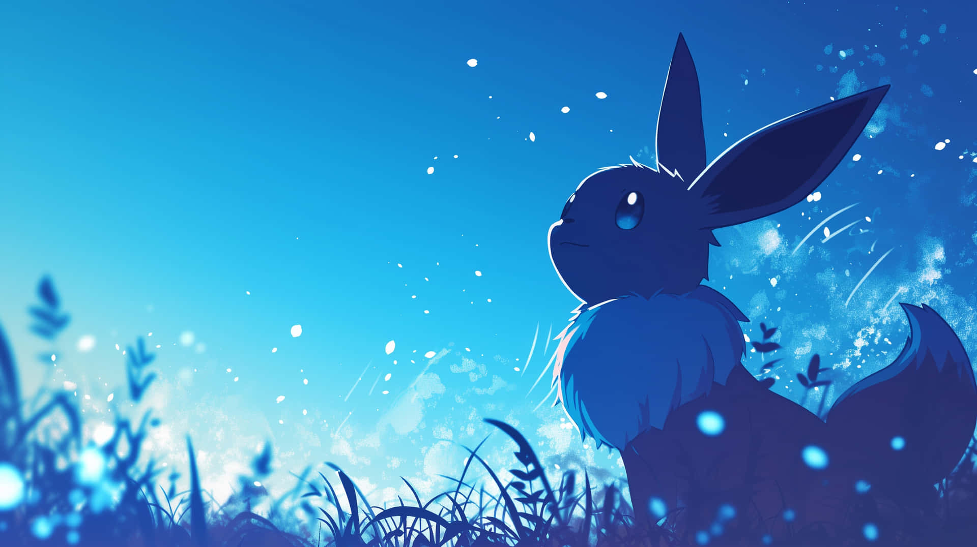Eevee In Mystical Blue Glow Background