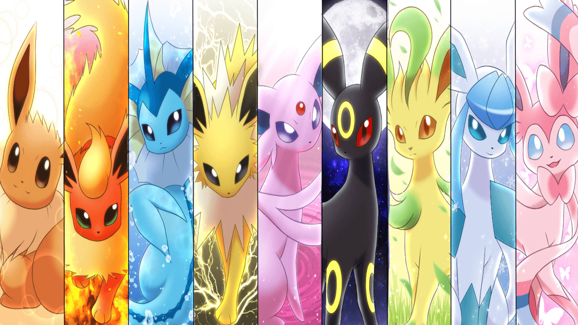 Eevee Lineup With Jolteon Background