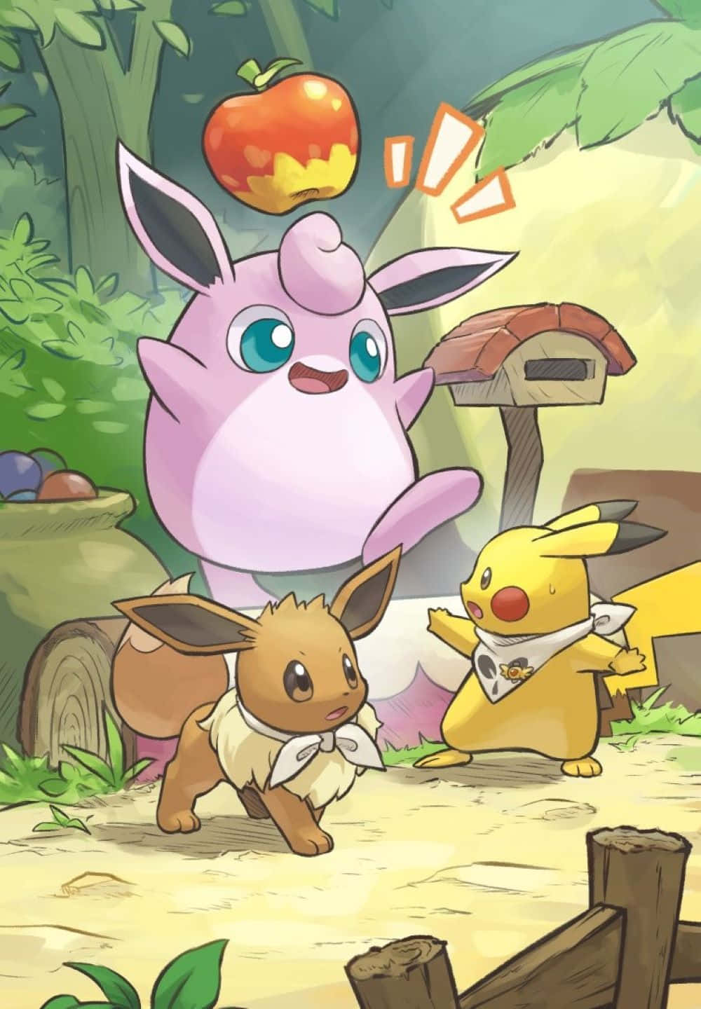Eevee_ Pikachu_ Forest_ Adventure Background