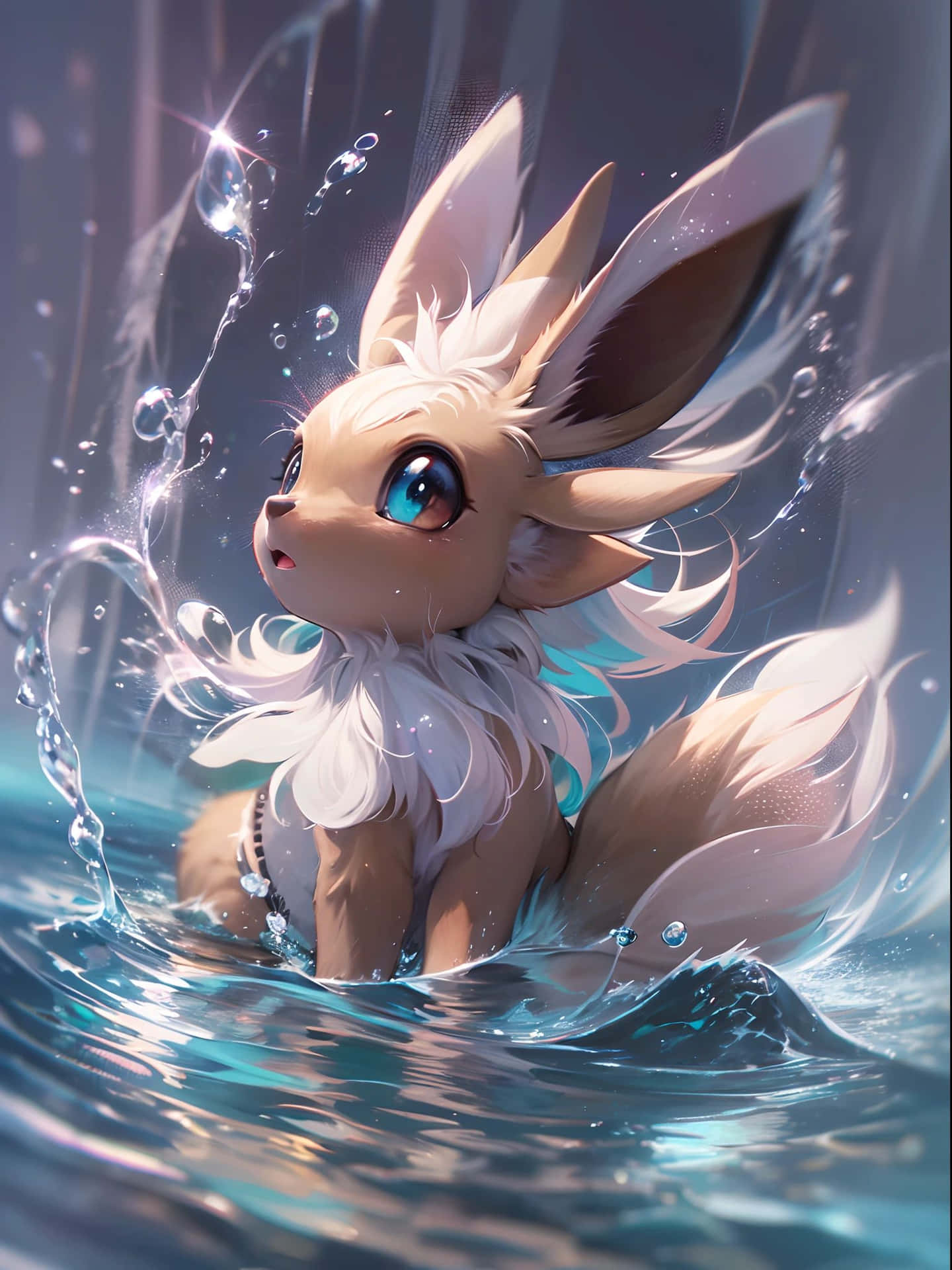 Eevee Pokemon Water Splash Art Background