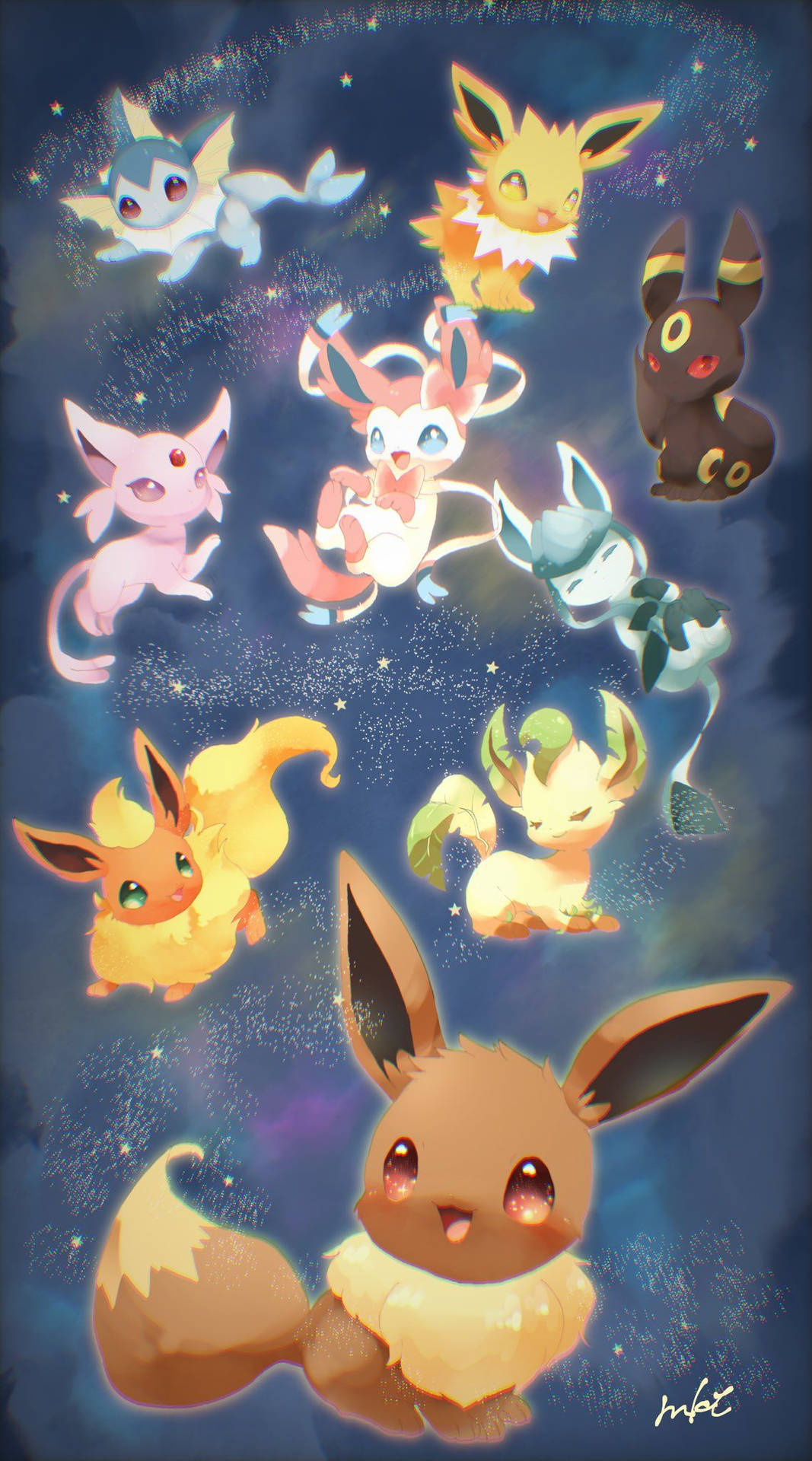 Eevee Shining Characters Iphone Background