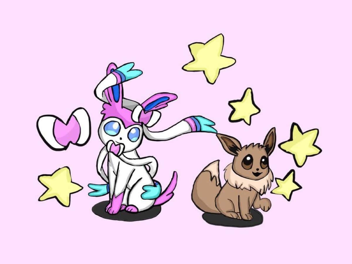 Eeveeand Sylveon Pokemon Stars Background