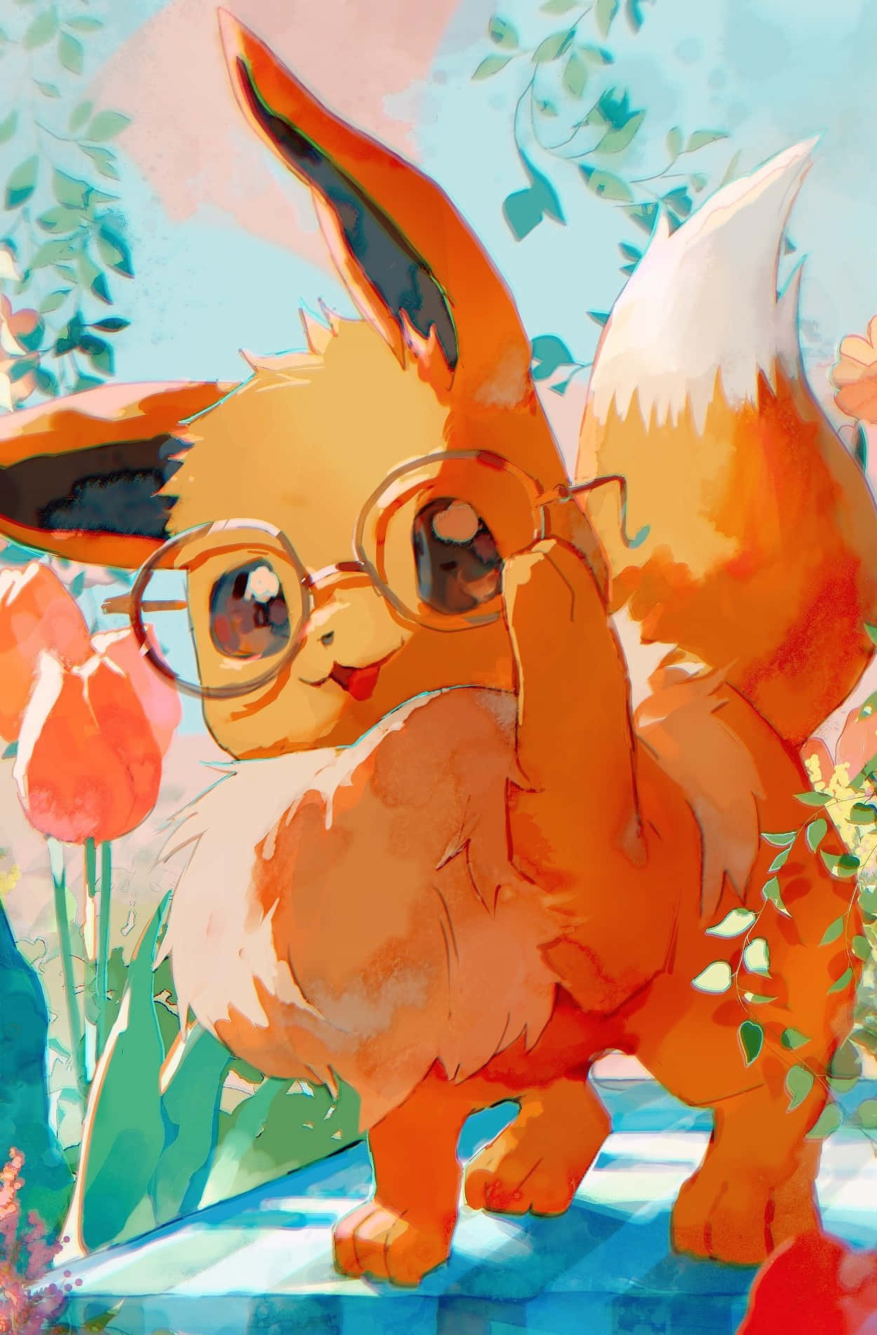 Eeveein Glasses Cute Pokemon Artwork.jpg Background
