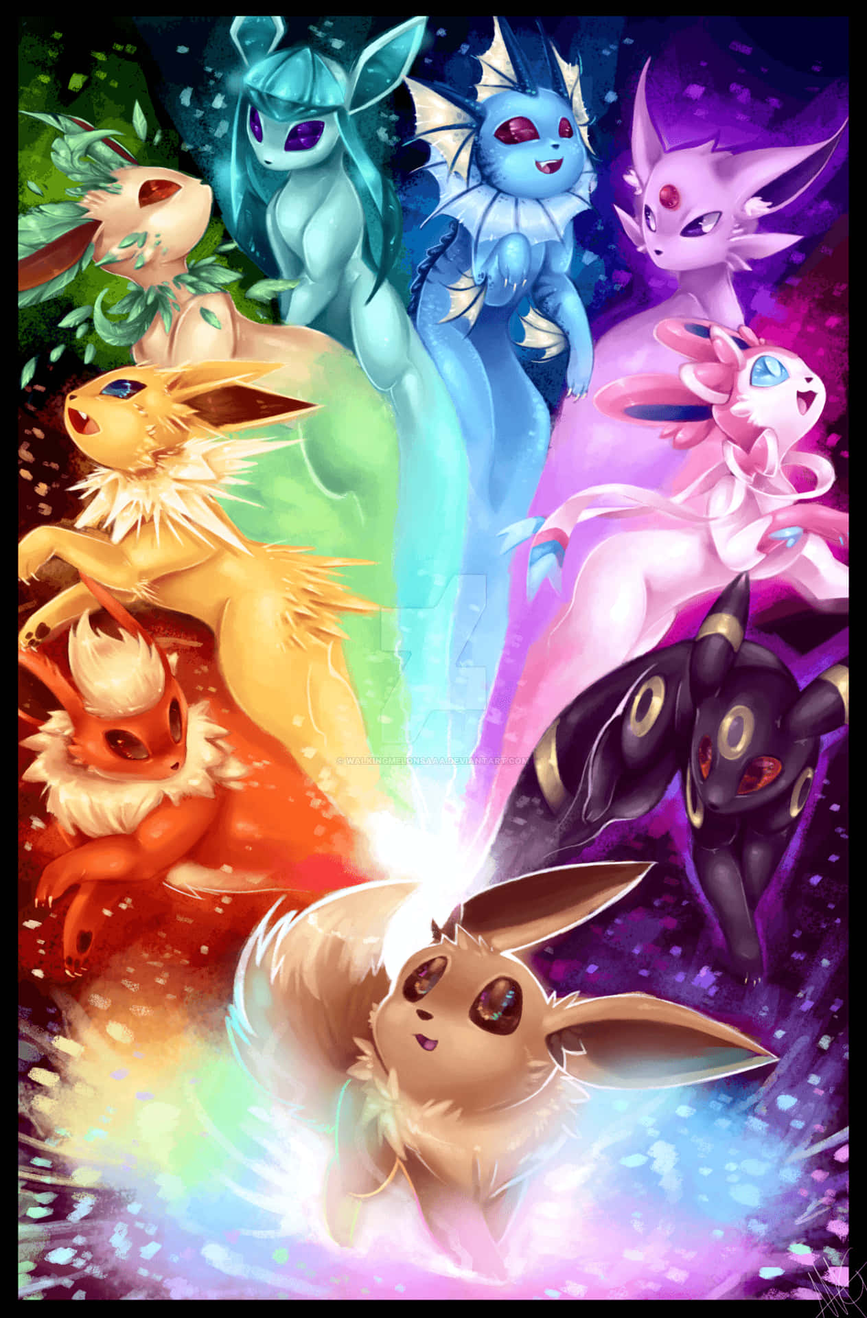 Eeveelutions Colorful Art Background