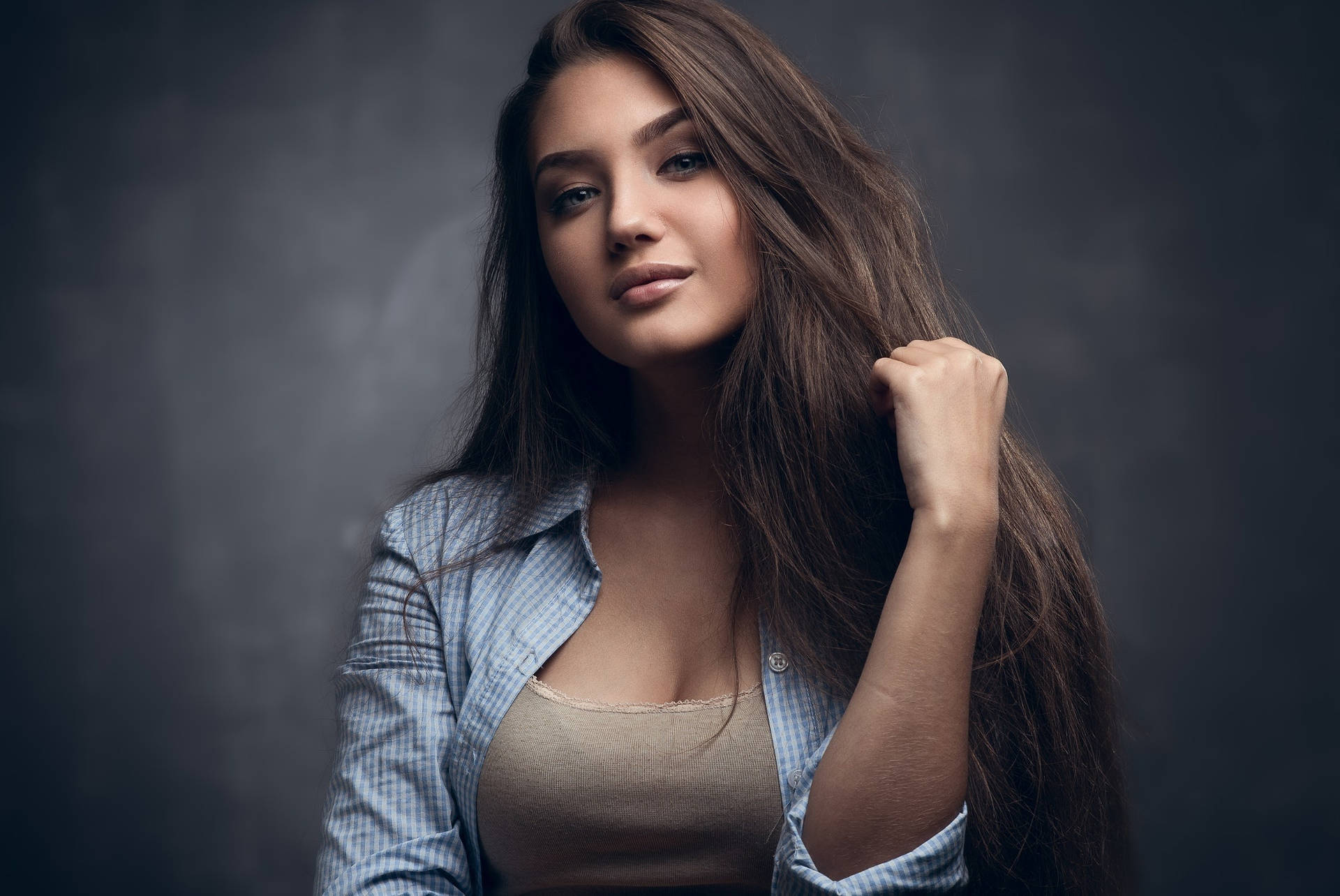 Effortlessly Elegant Brunette Woman