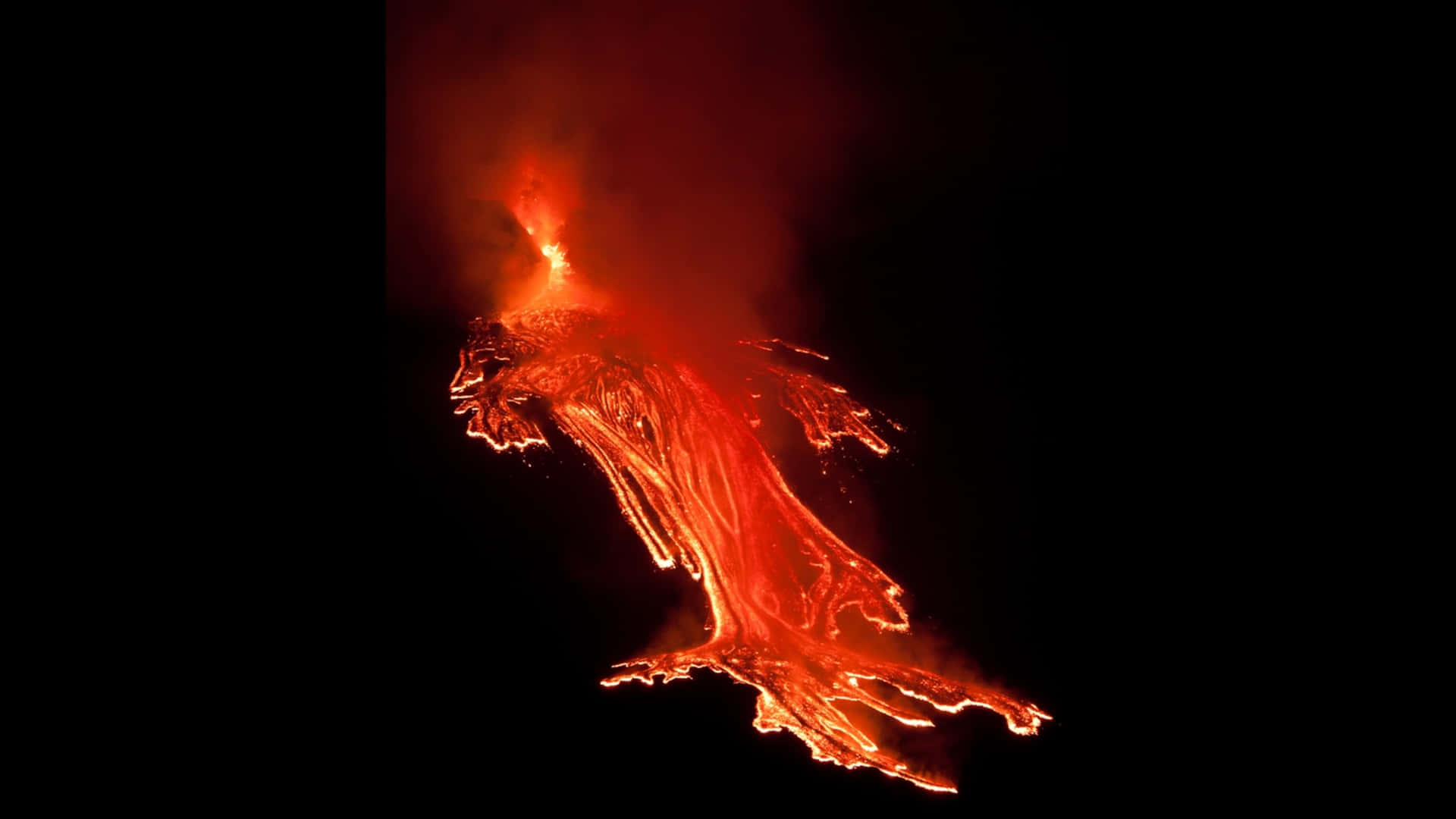 Effusive Eruption Viewed At Night Background