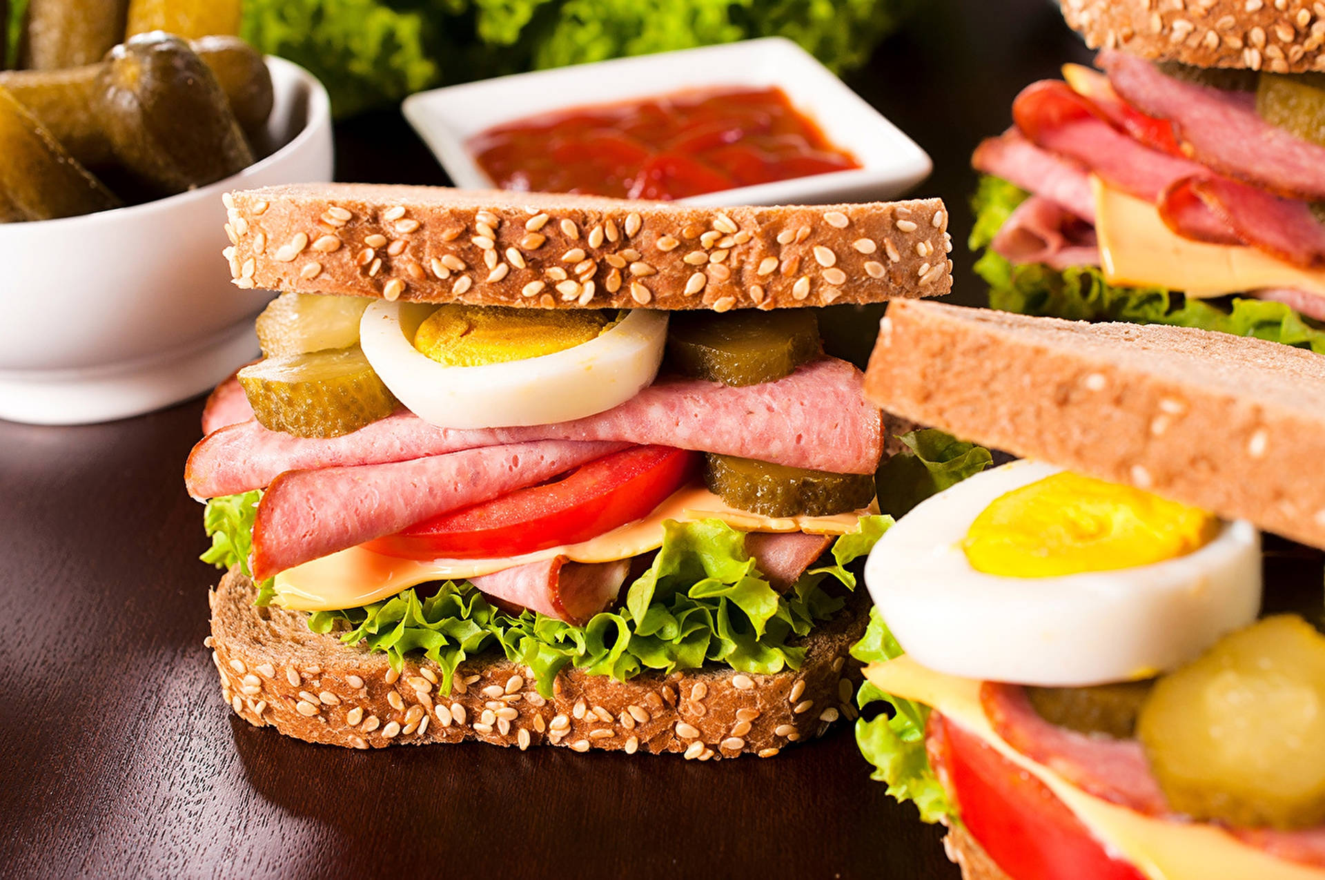 Egg Ham Sandwich Background