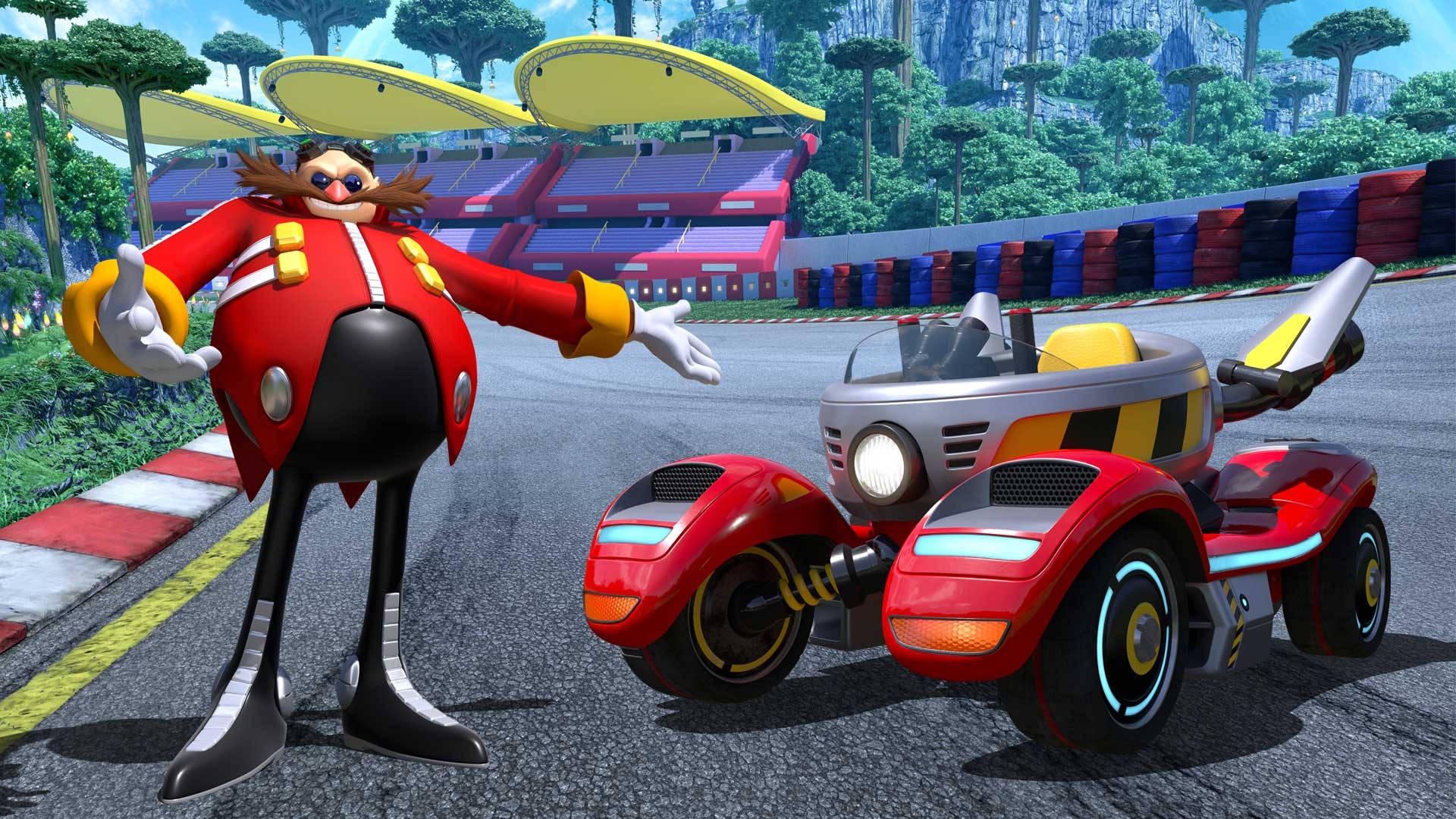 Eggman Team Sonic Racing Car Background