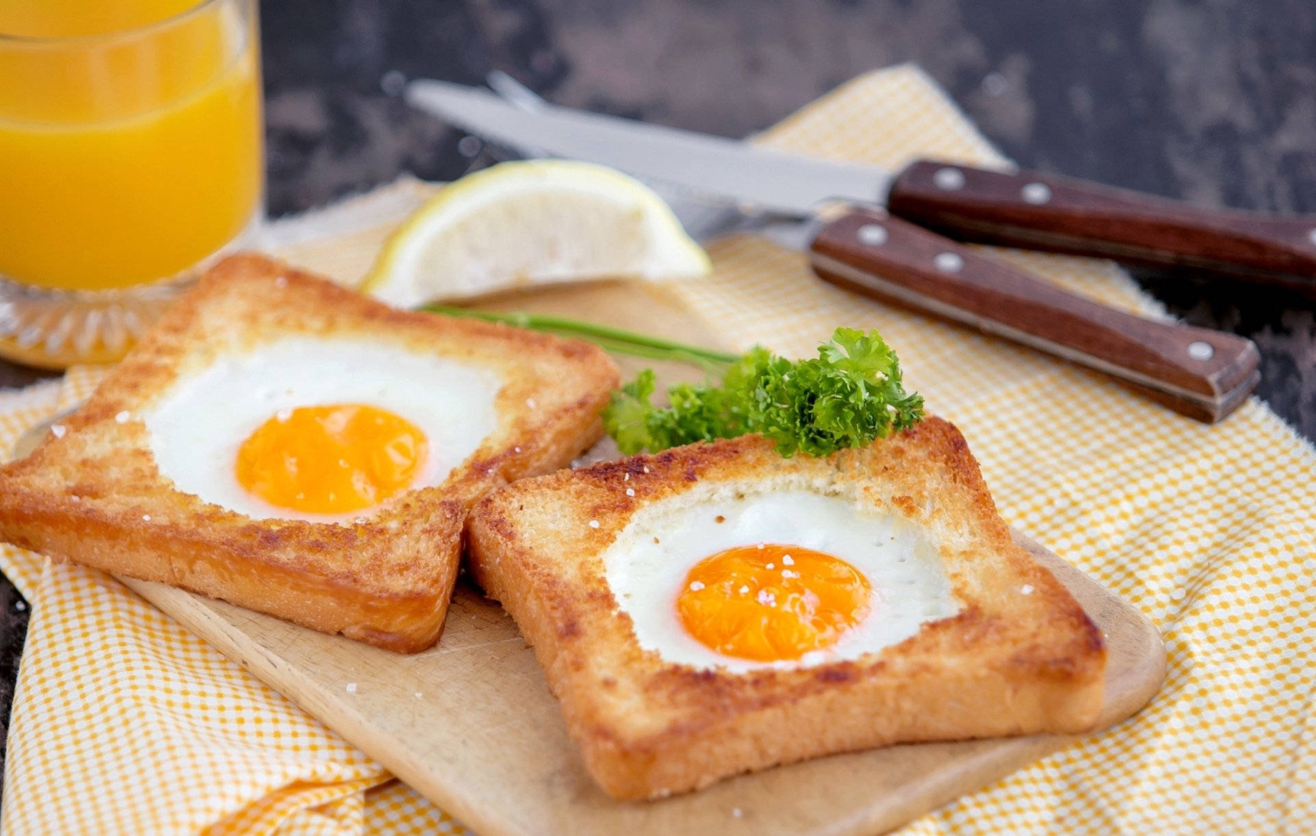 Eggs On Toasted Bread Background