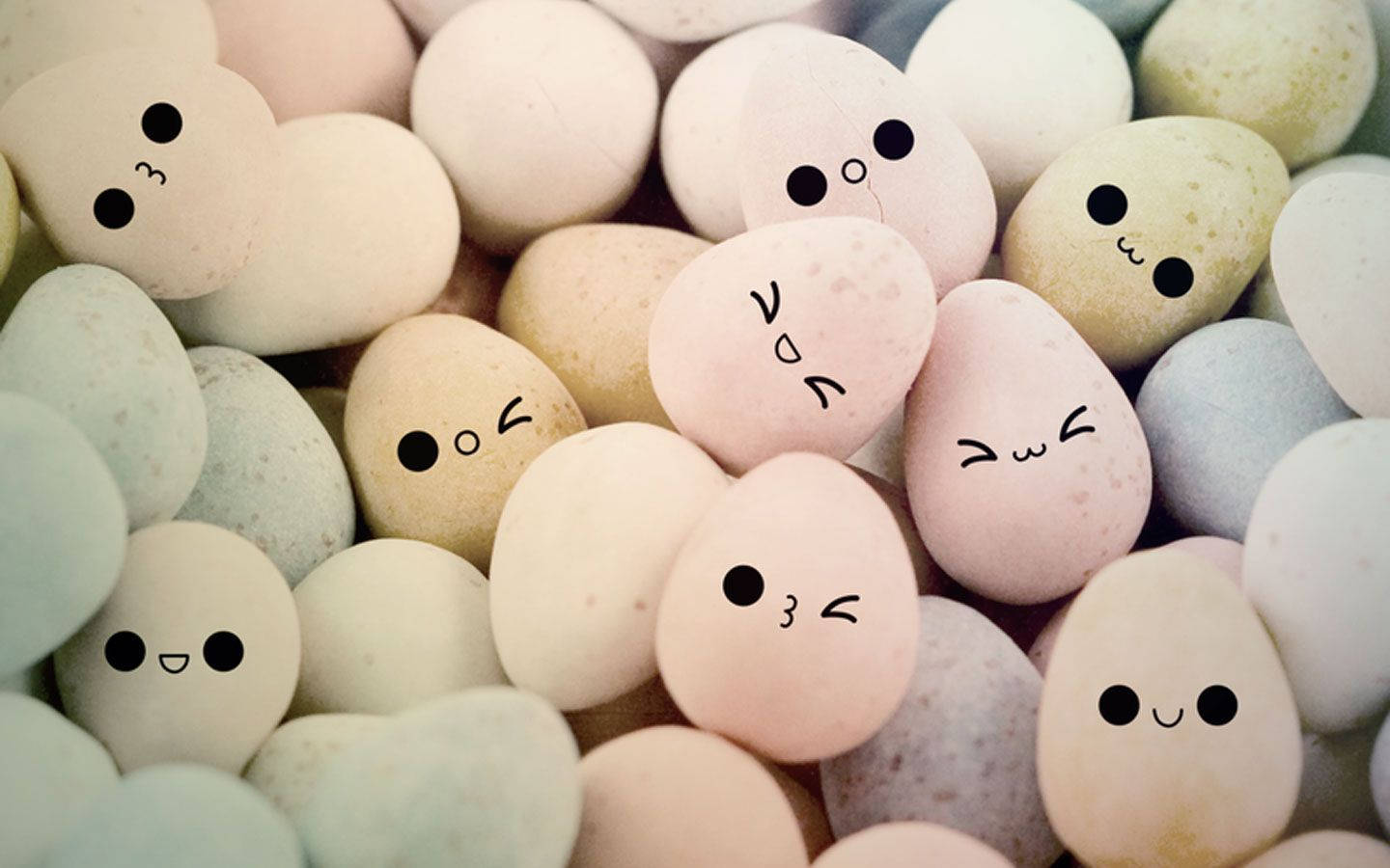 Eggs With Cute Faces Background