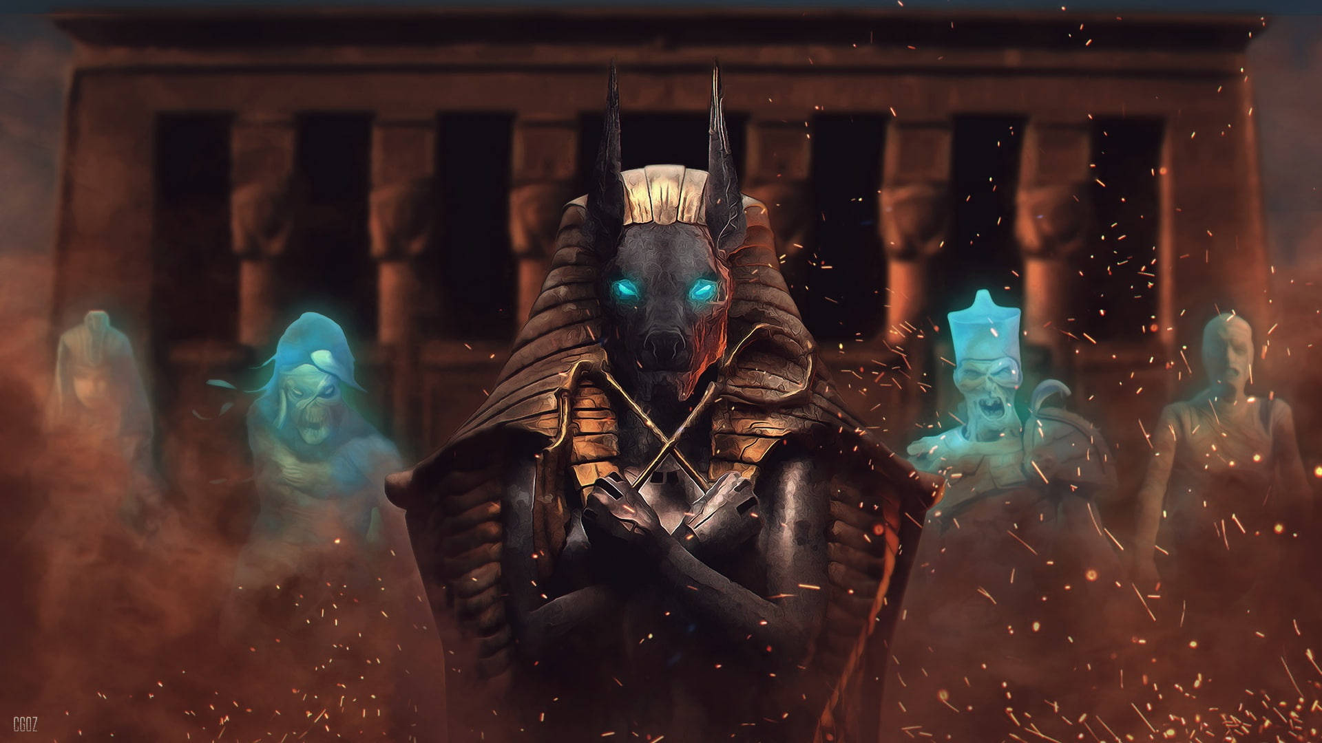 Egypt Anubis Digital Art Background