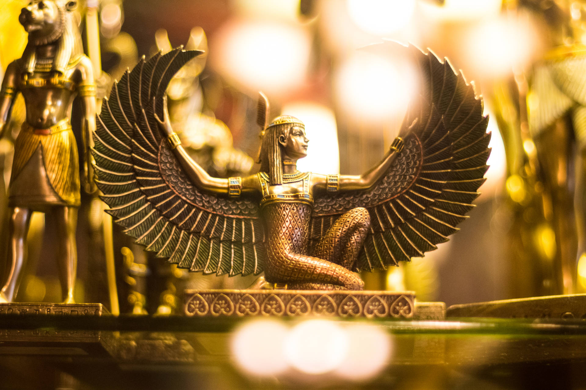 Egypt Golden Isis Statue Background