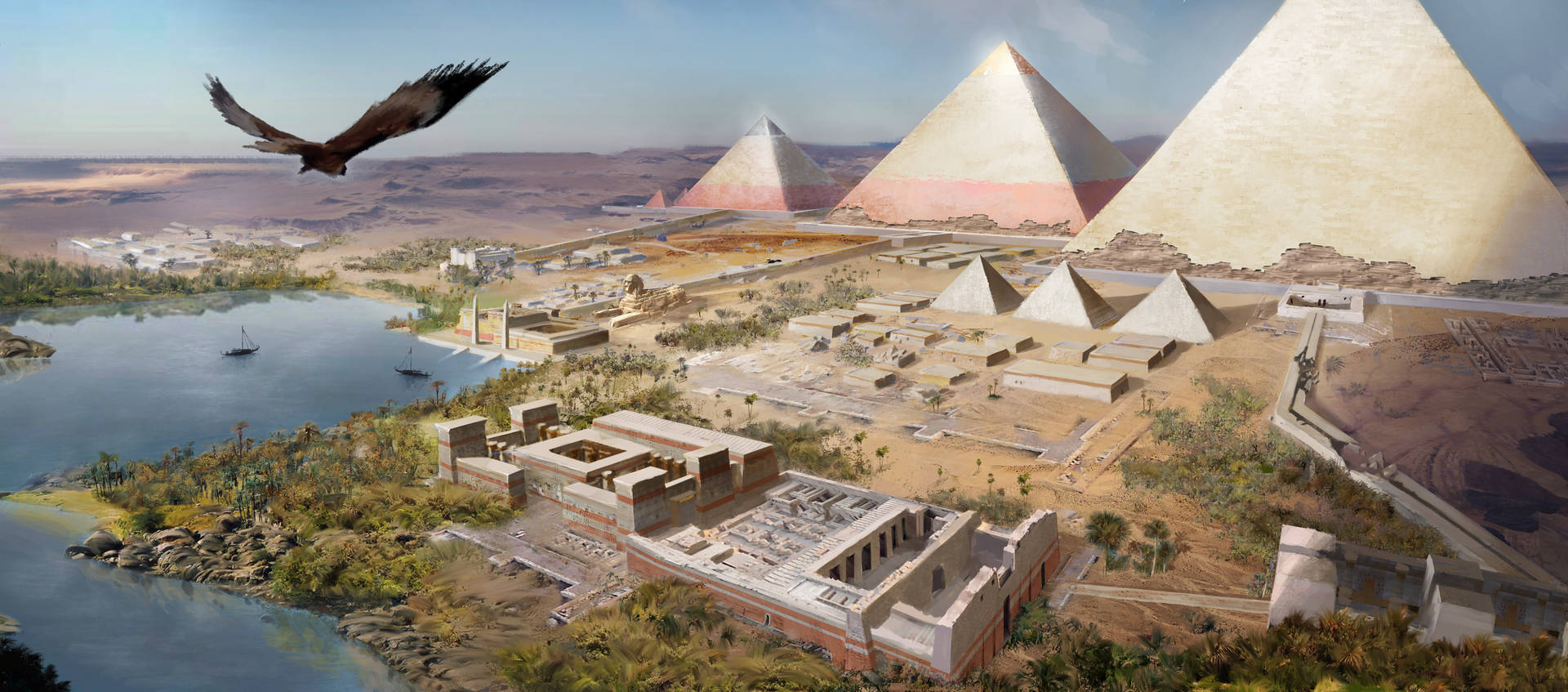 Egypt Pyramids Eagle Background
