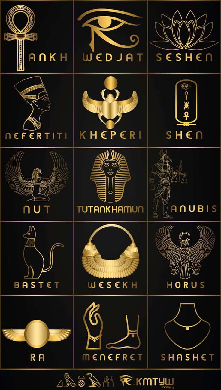 Egyptian Symbols On Black Background