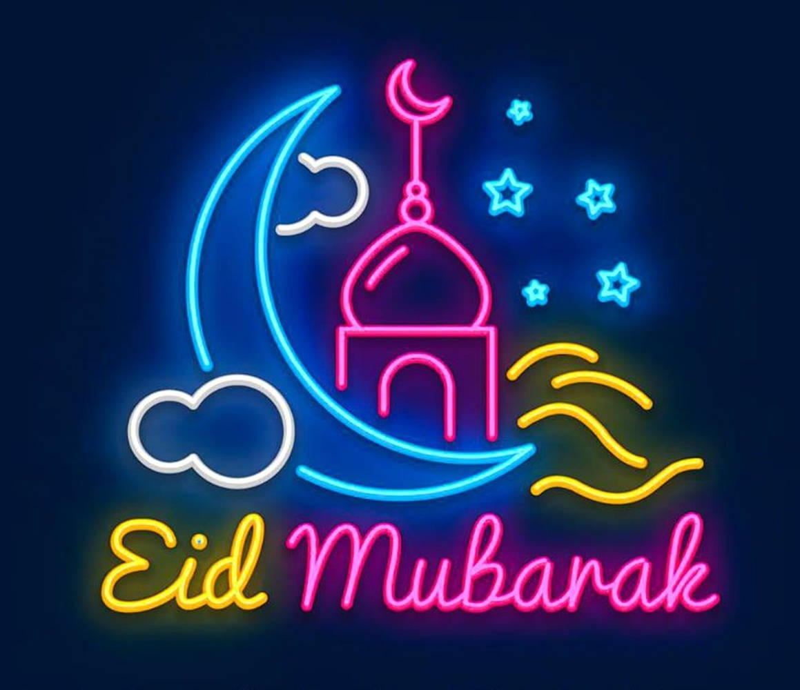 'eid Ul Adha Mubarak - Spectacular Neon Lights Art' Background