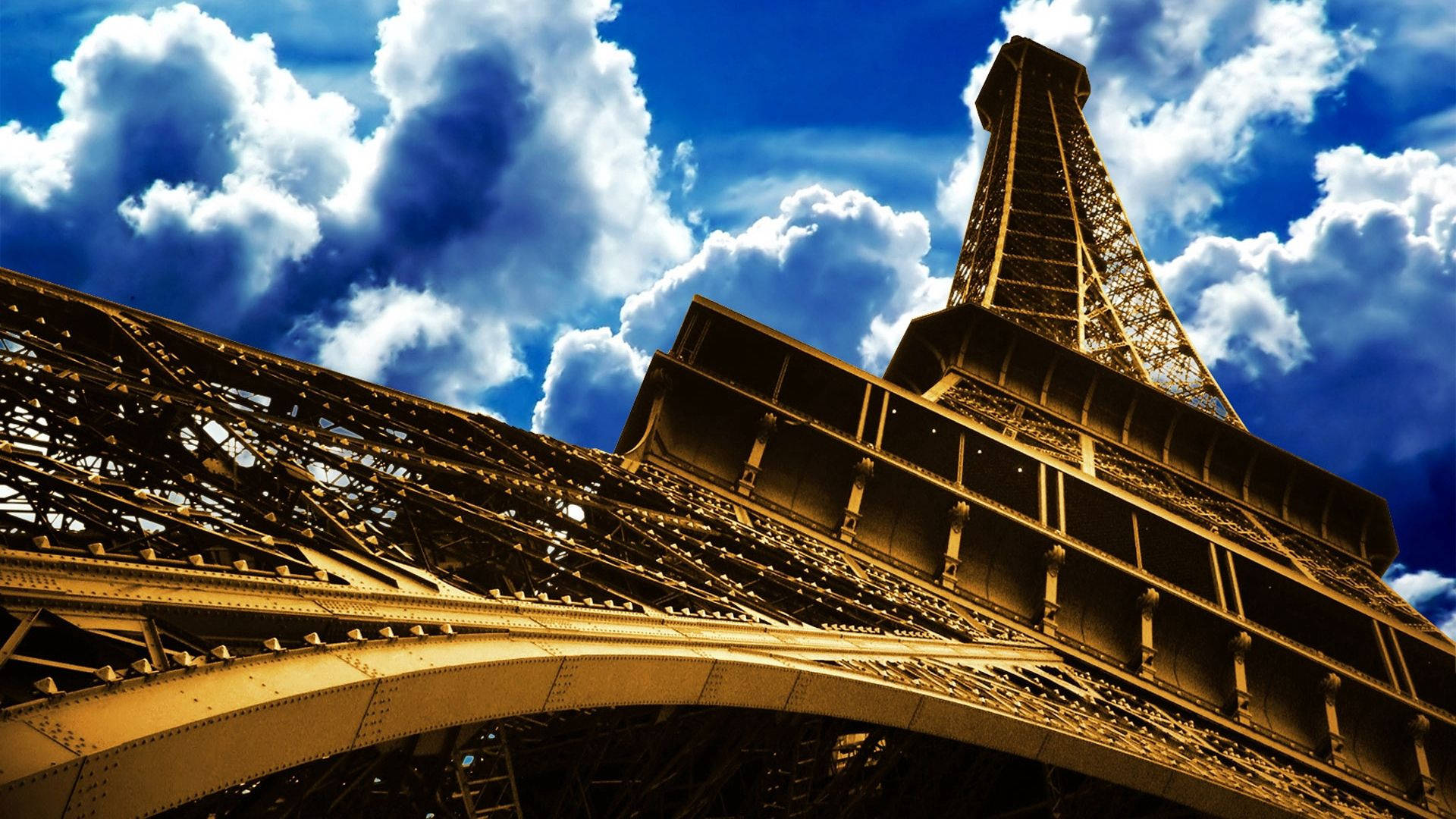 Eiffel Tower Close-up Bottom To Top Paris Background