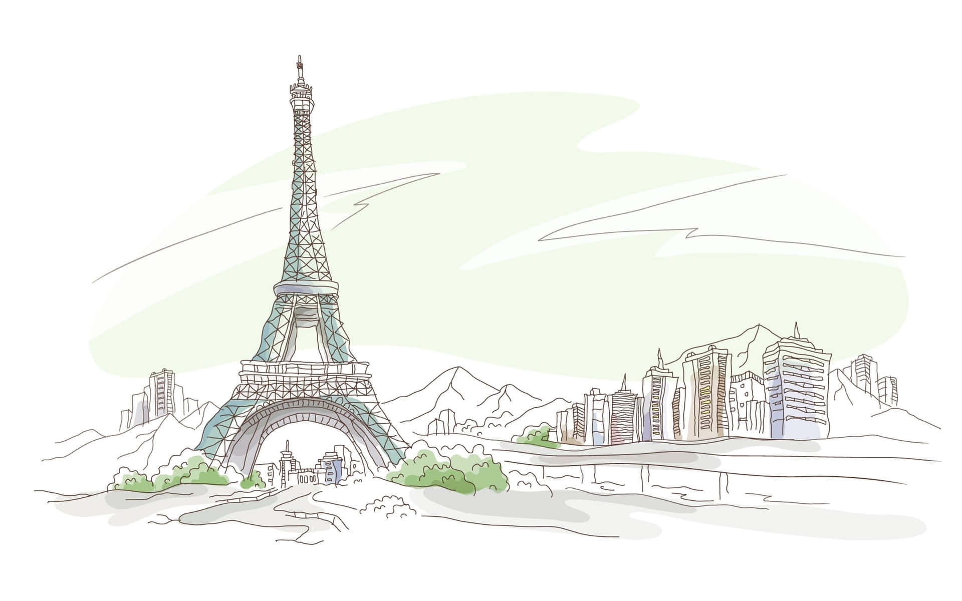 Eiffel Tower Drawing Desktop Background