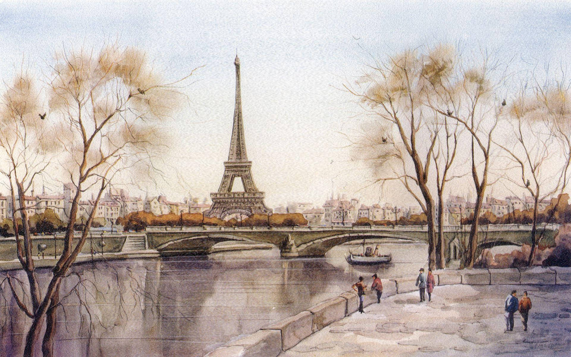 Eiffel Tower Drawing Background