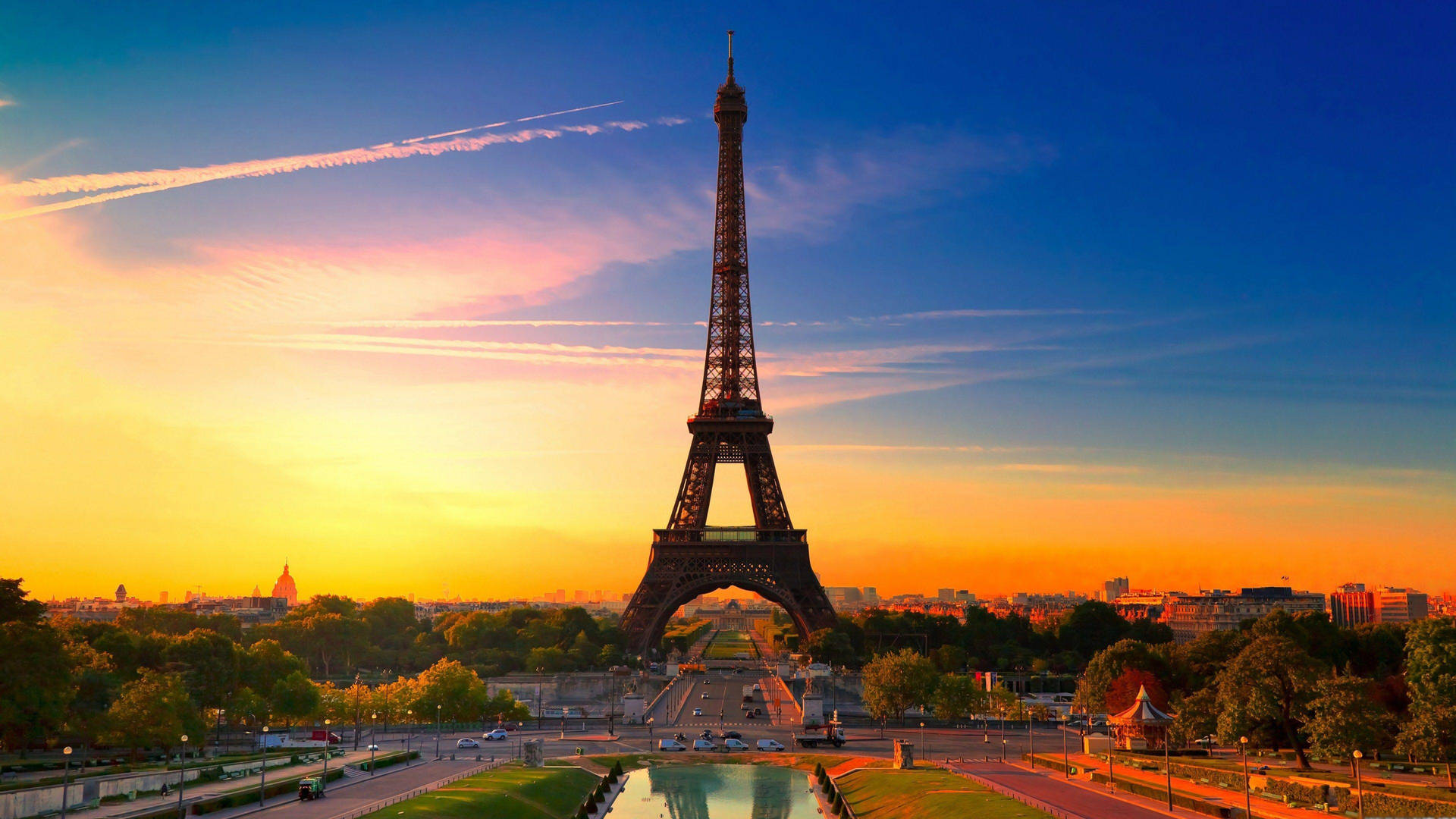 Eiffel Tower Paris Crepuscule Background