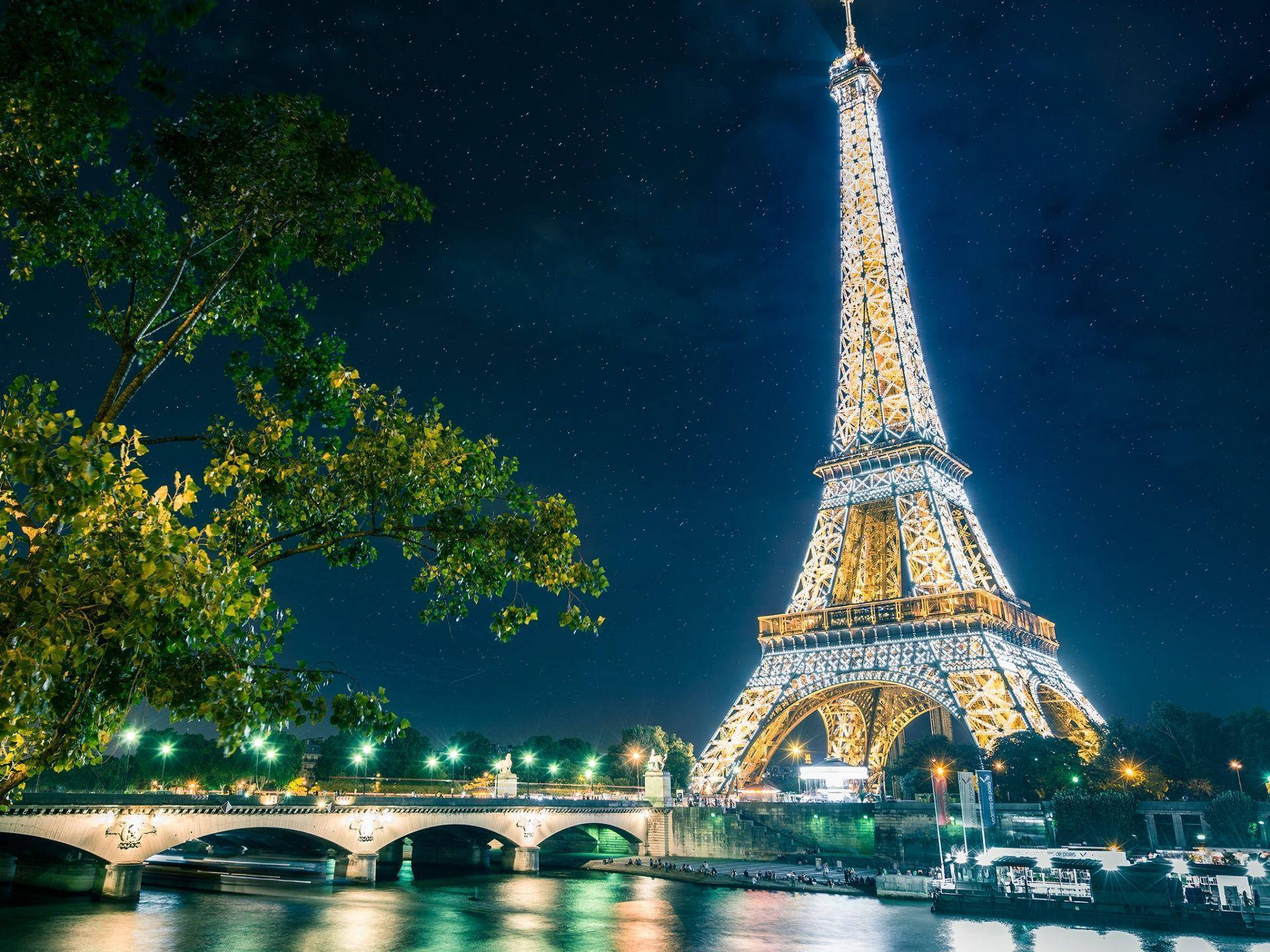 Eiffel Tower Sparkling Lights Background