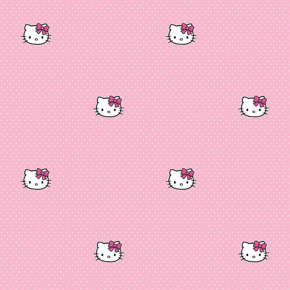 Eight Cute Pink Hello Kitty Heads Background