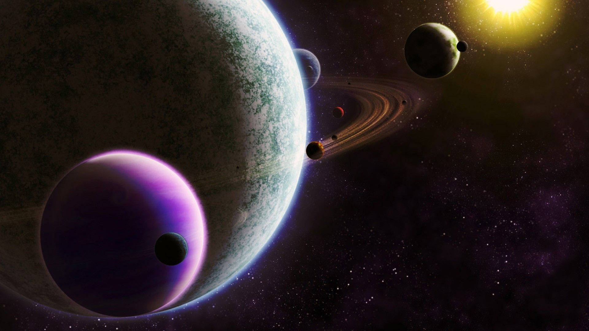 Eight Planets Of The Solar System Background
