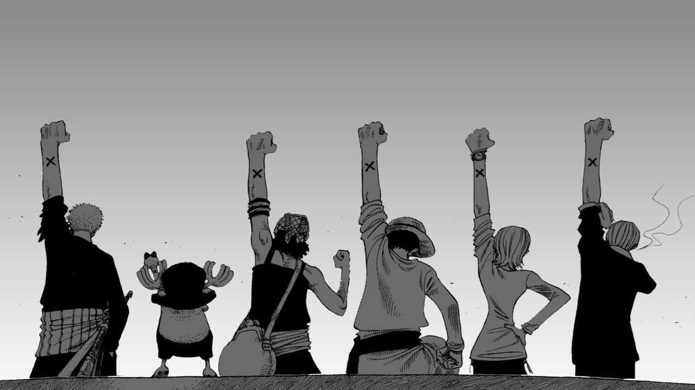 Eiichiro Oda's Iconic Creation - Luffy Black And White Background