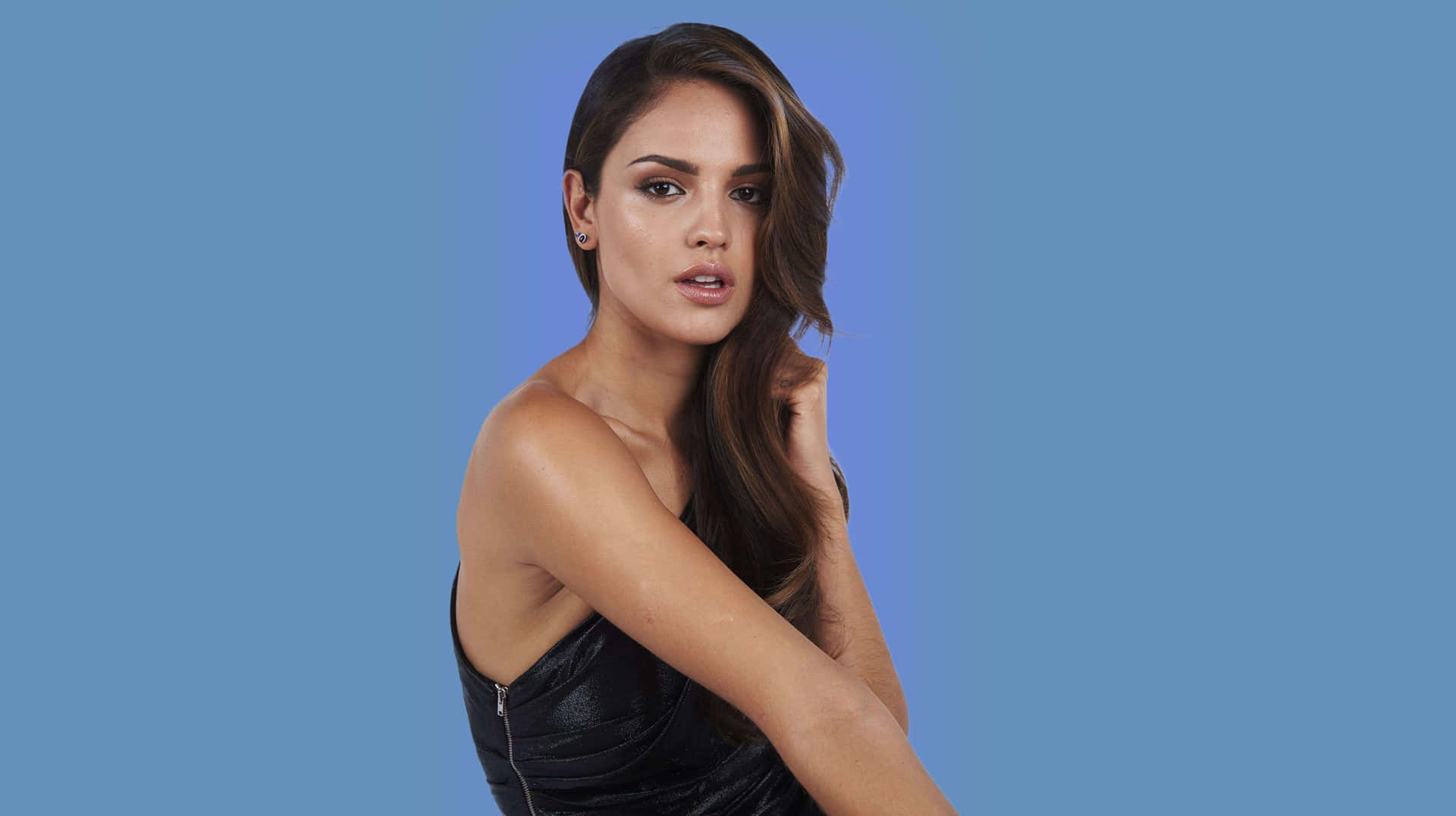 Eiza Gonzalez Black Dress Portrait Background