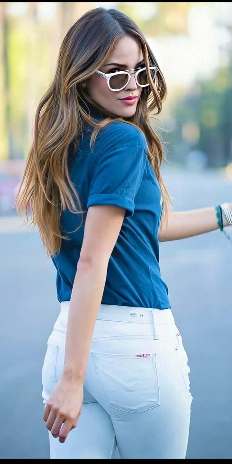 Eiza Gonzalez Casual Street Style Background