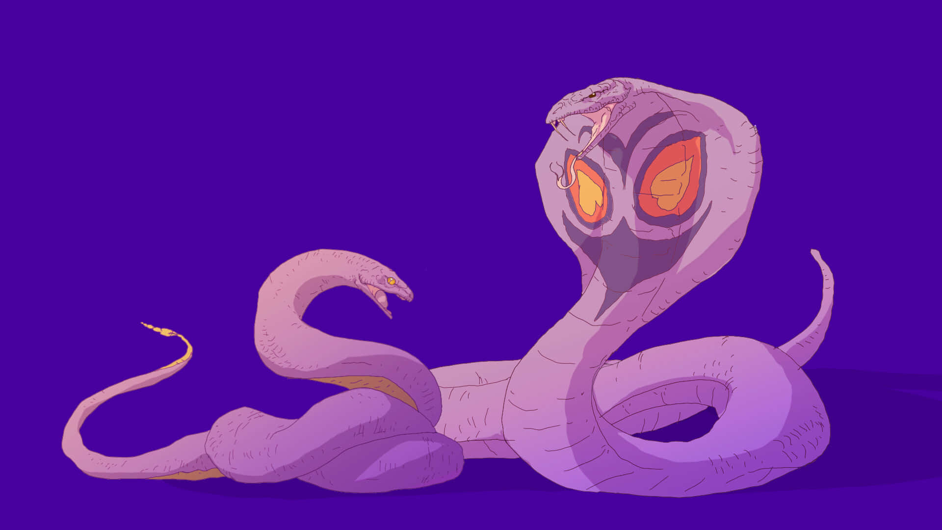 Ekans And Arbok On Bluish-purple Background Background