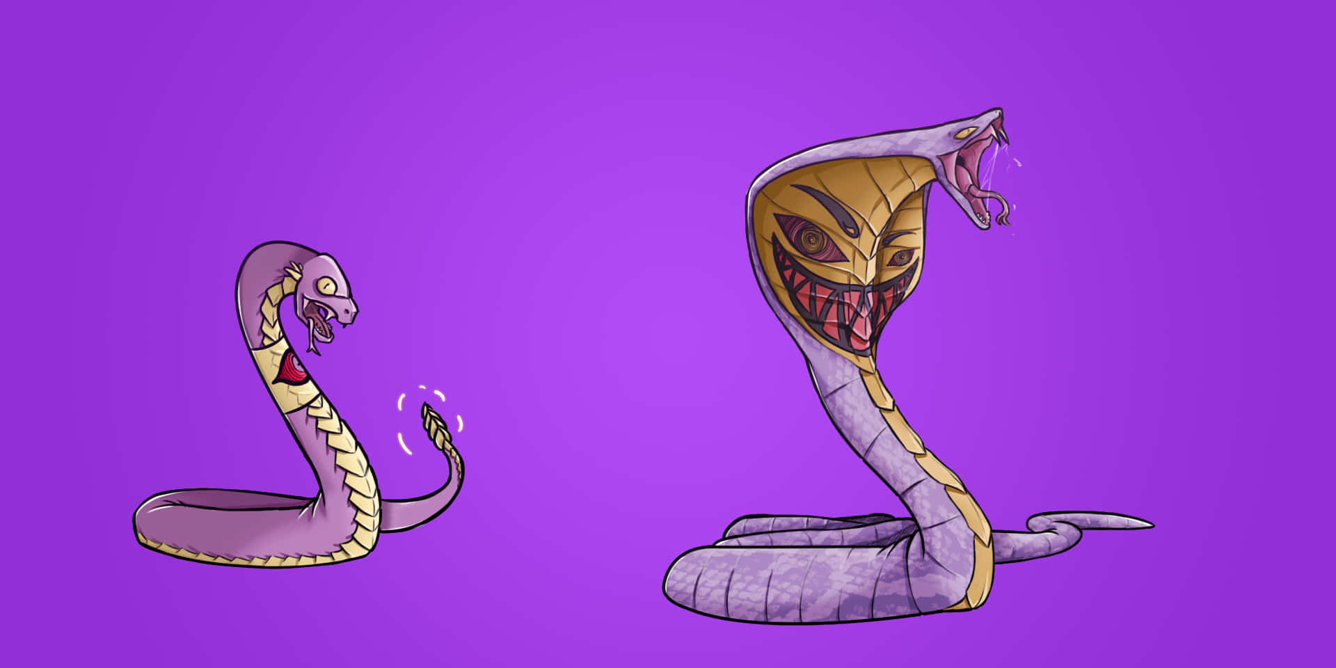 Ekans And Arbok On Violet Background Background