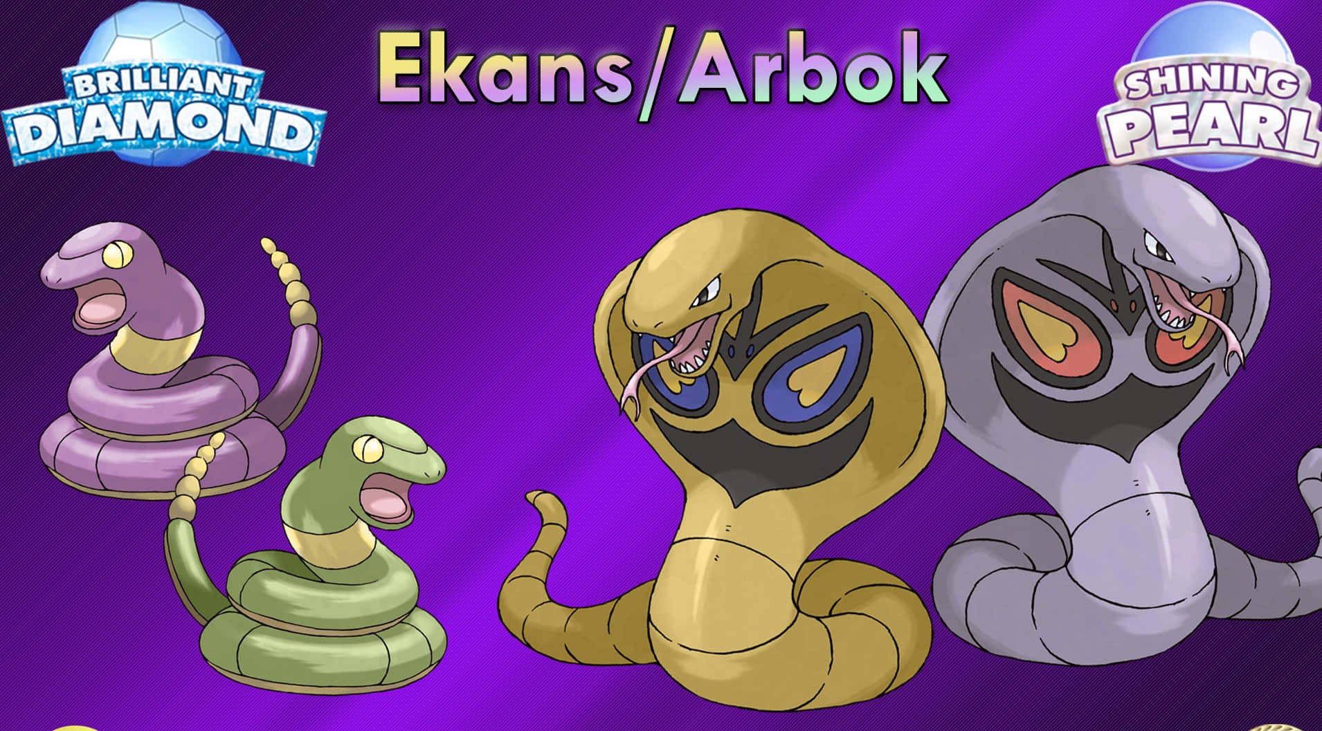 Ekans And Arbok With Shiny Counterparts Background