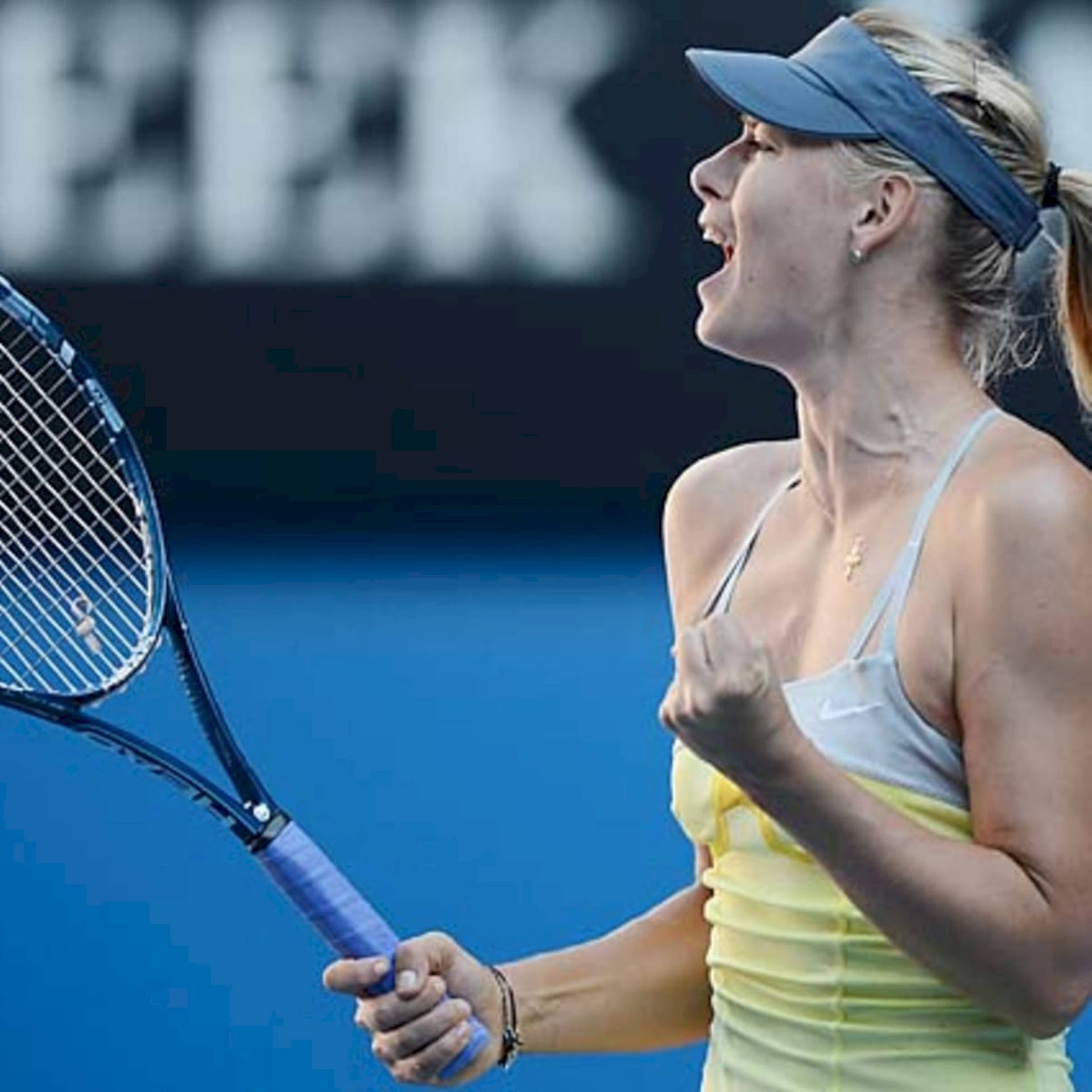 Ekaterina Makarova Celebrating A Tennis Victory With A Fist Pump Background