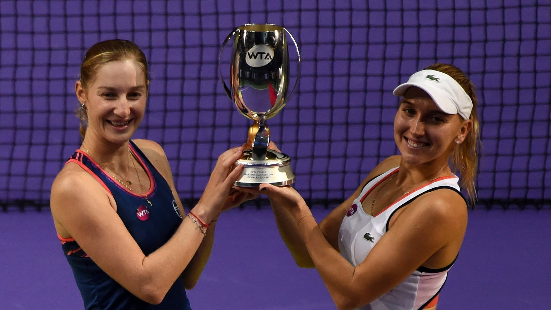 Ekaterina Makarova Elena Vesnina Presenting Trophy Background