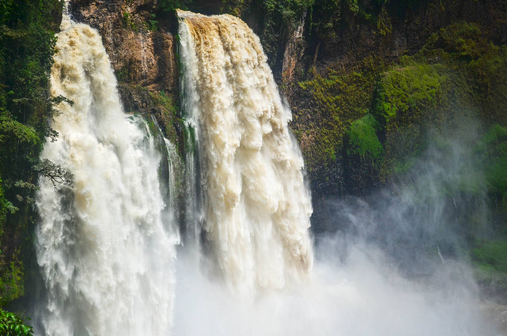 Ekom Nkam Twin Waterfalls In Cameroon