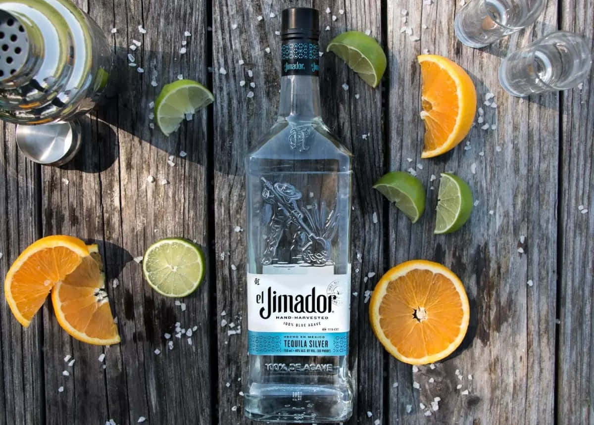 El Jimador Tequila Silver Aesthetic Flat Lay Shot Background