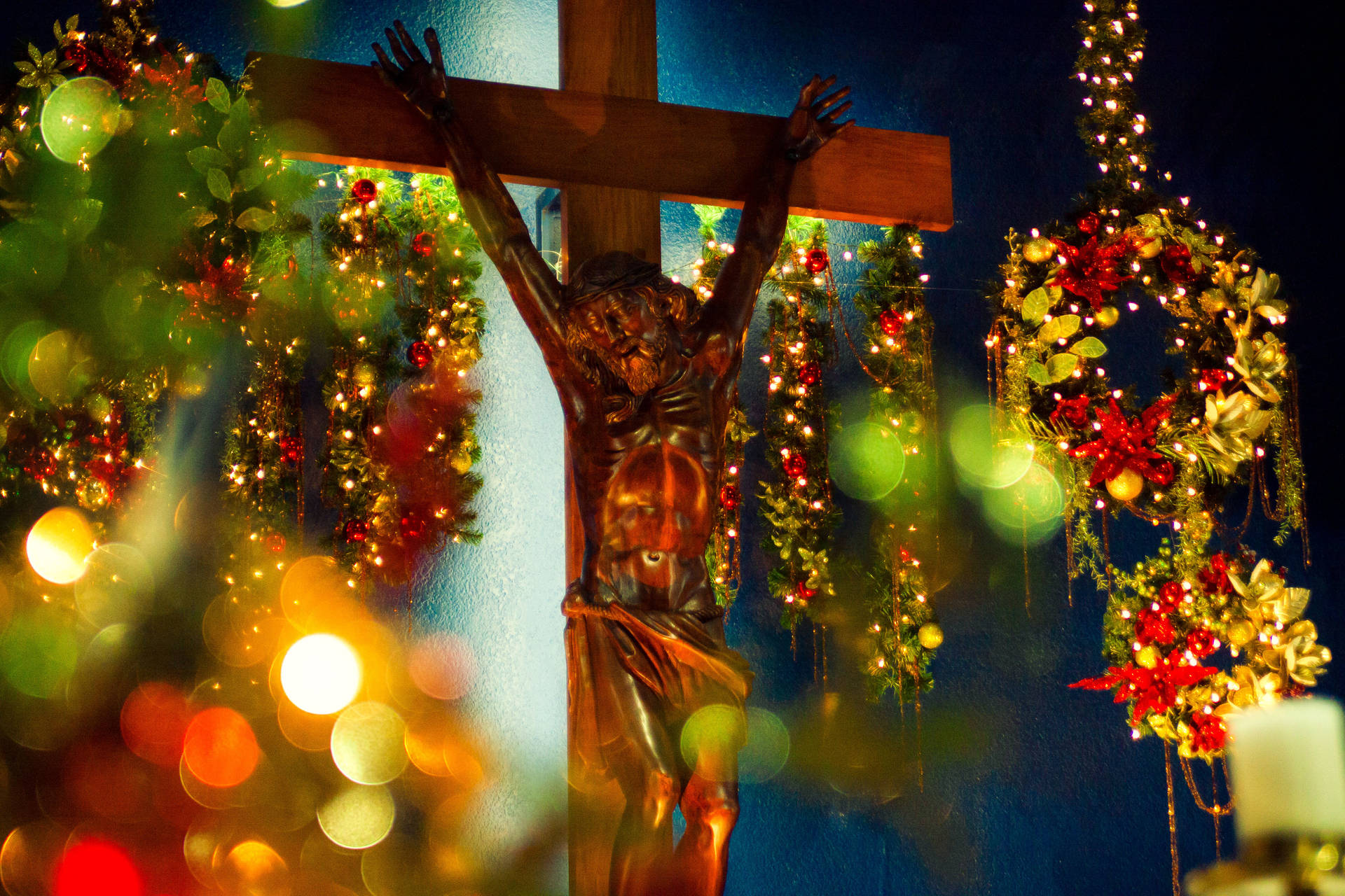 El Salvador Religious Christmas Decoration Background