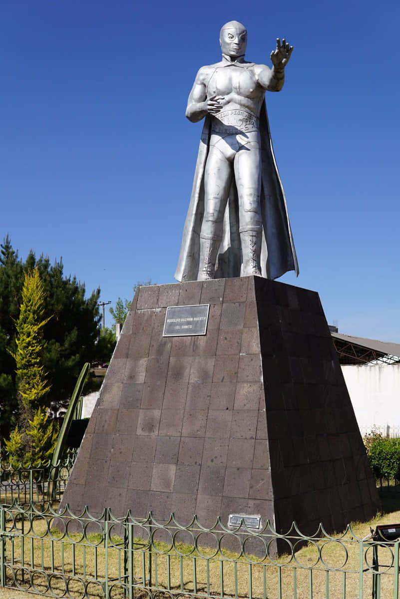 El Santo Silver Mask Statue Background