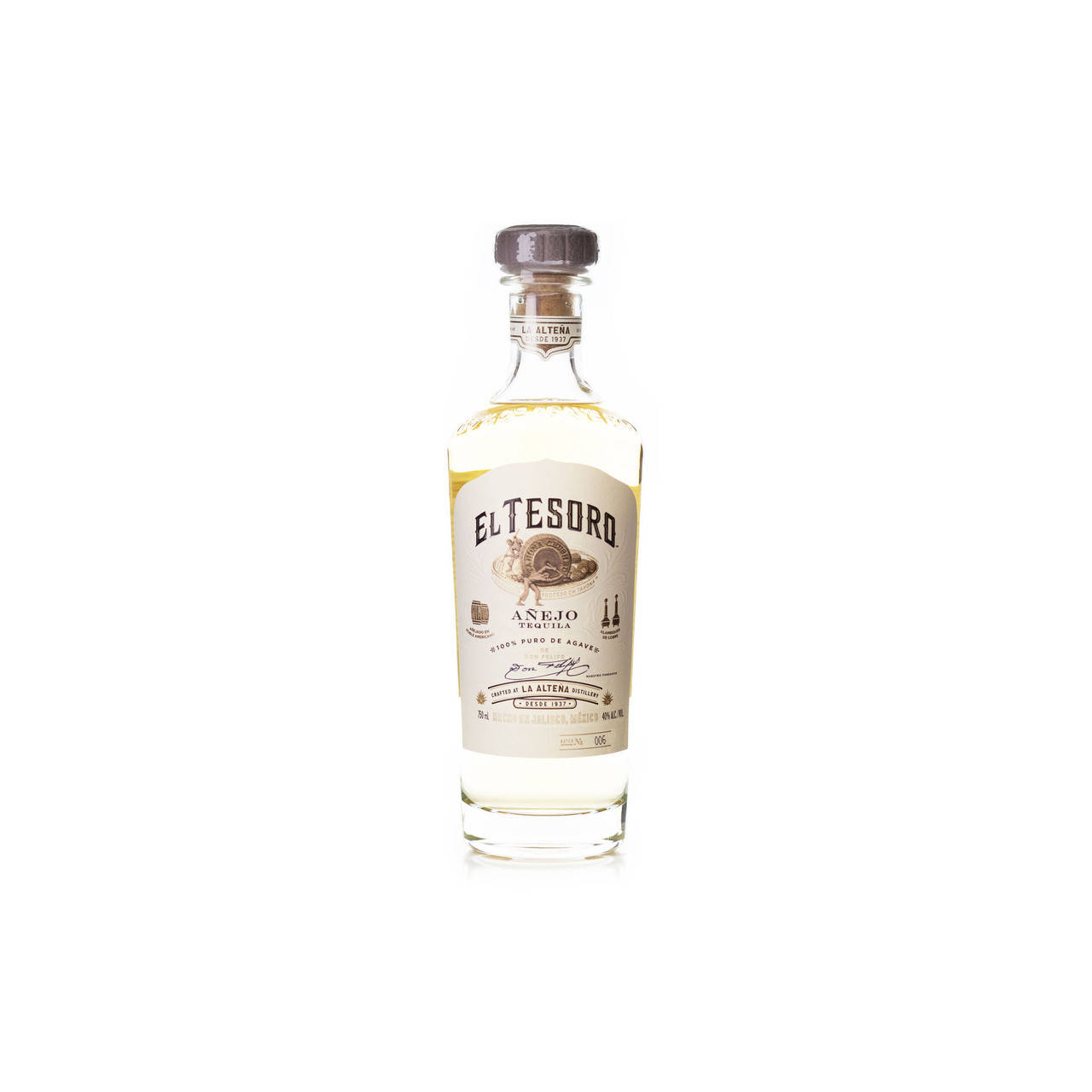 El Tesoro Añejo Bright Tequila Bottle Background