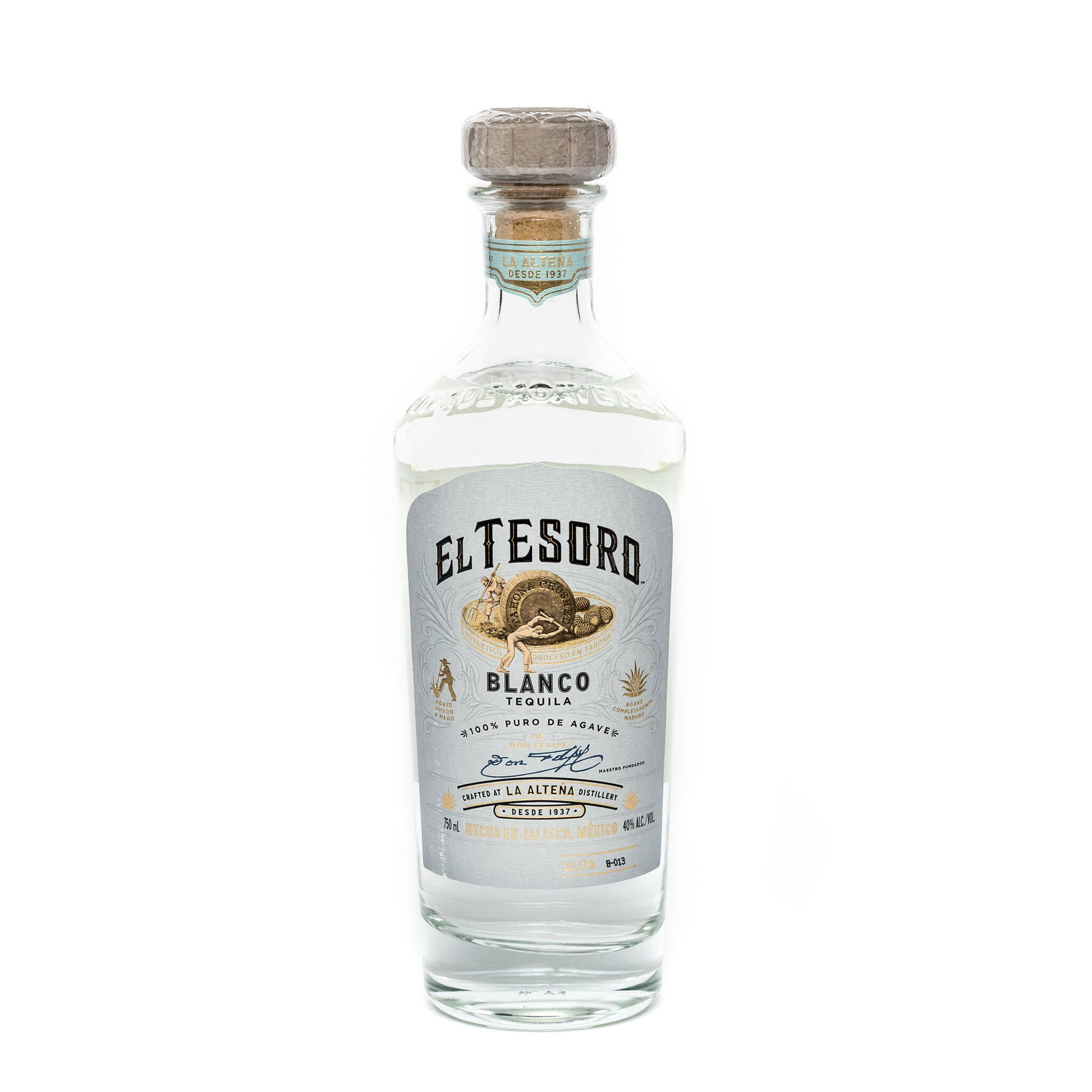 El Tesoro Blanco Tequila Bottle Background