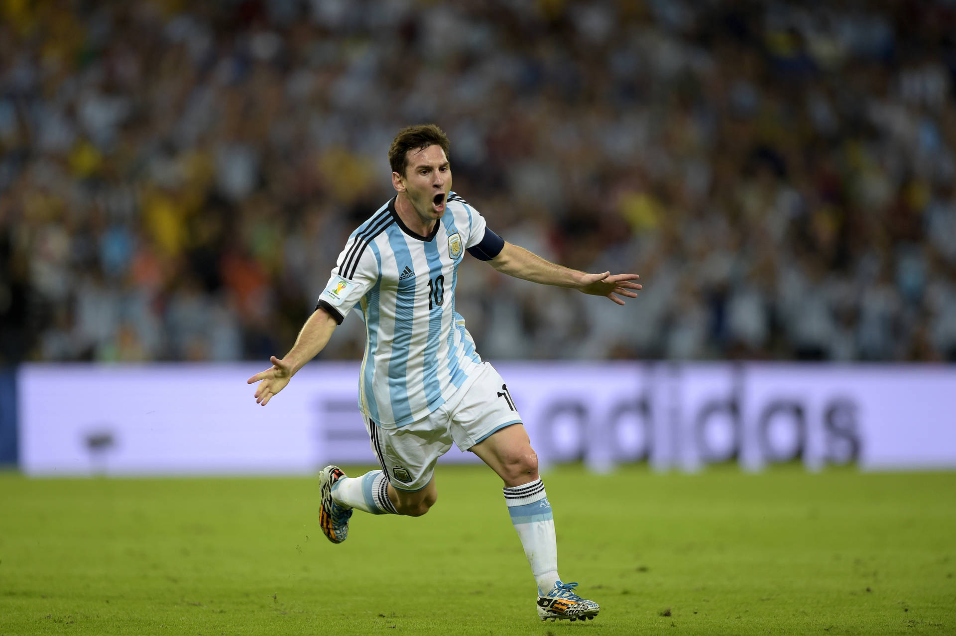 Elated Lionel Messi Running Background
