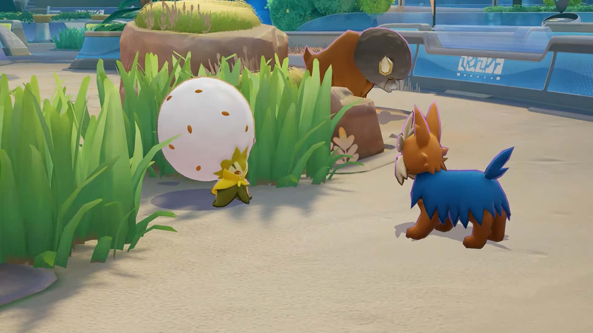 Eldegoss Facing Off Against Herdier Background
