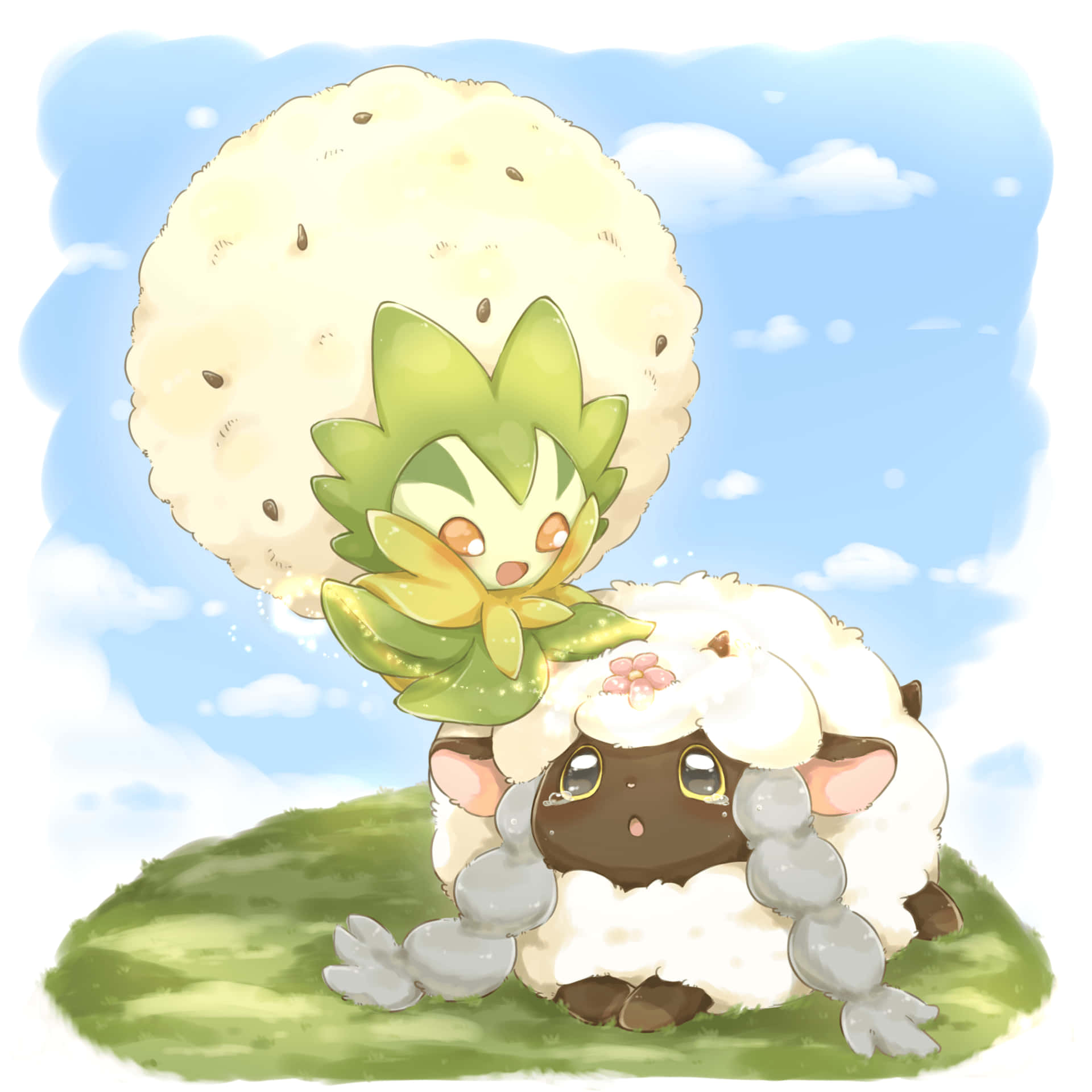 Eldegoss With Wooloo Background