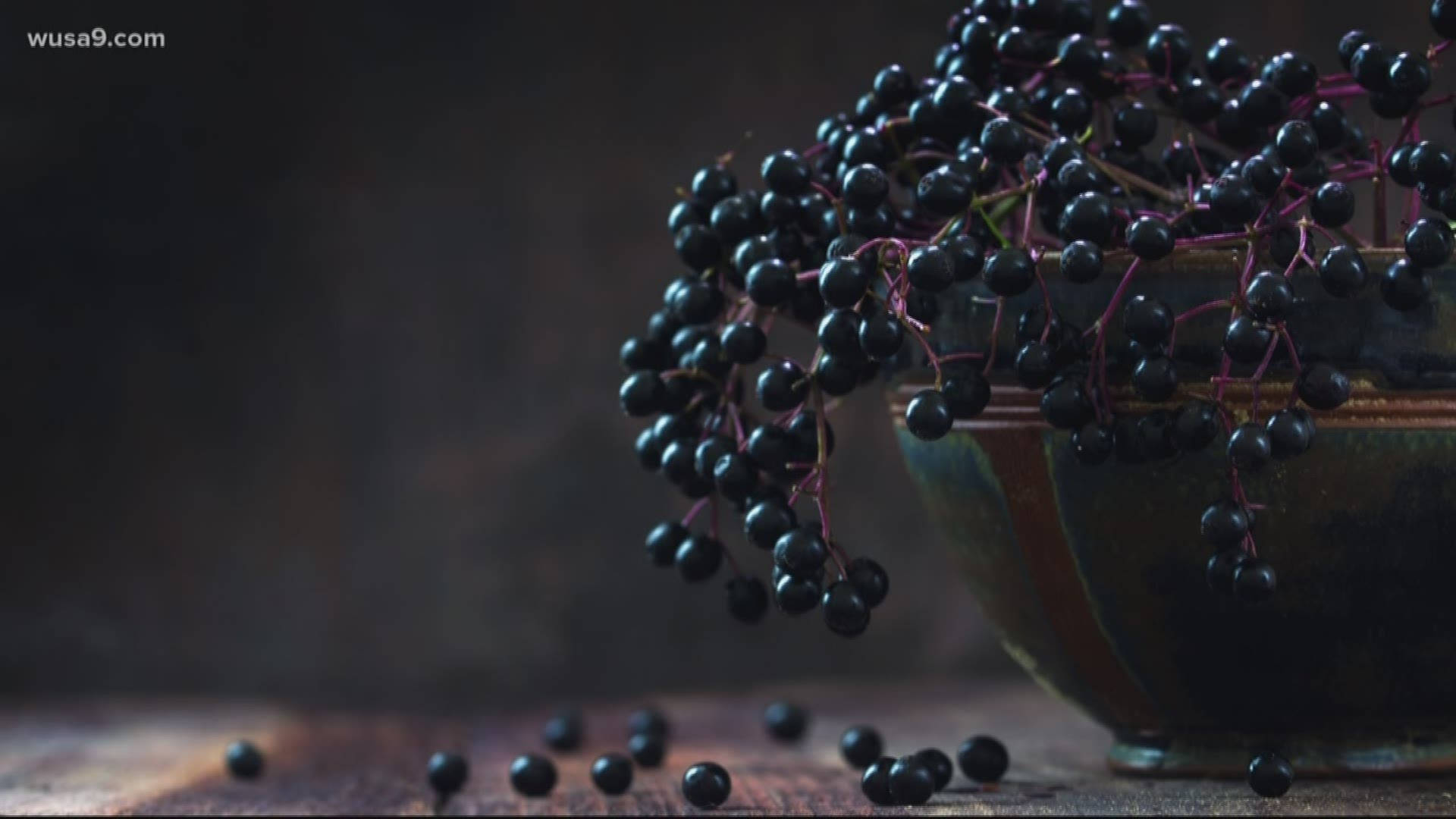 Elderberry Fruits In A Bowl Background